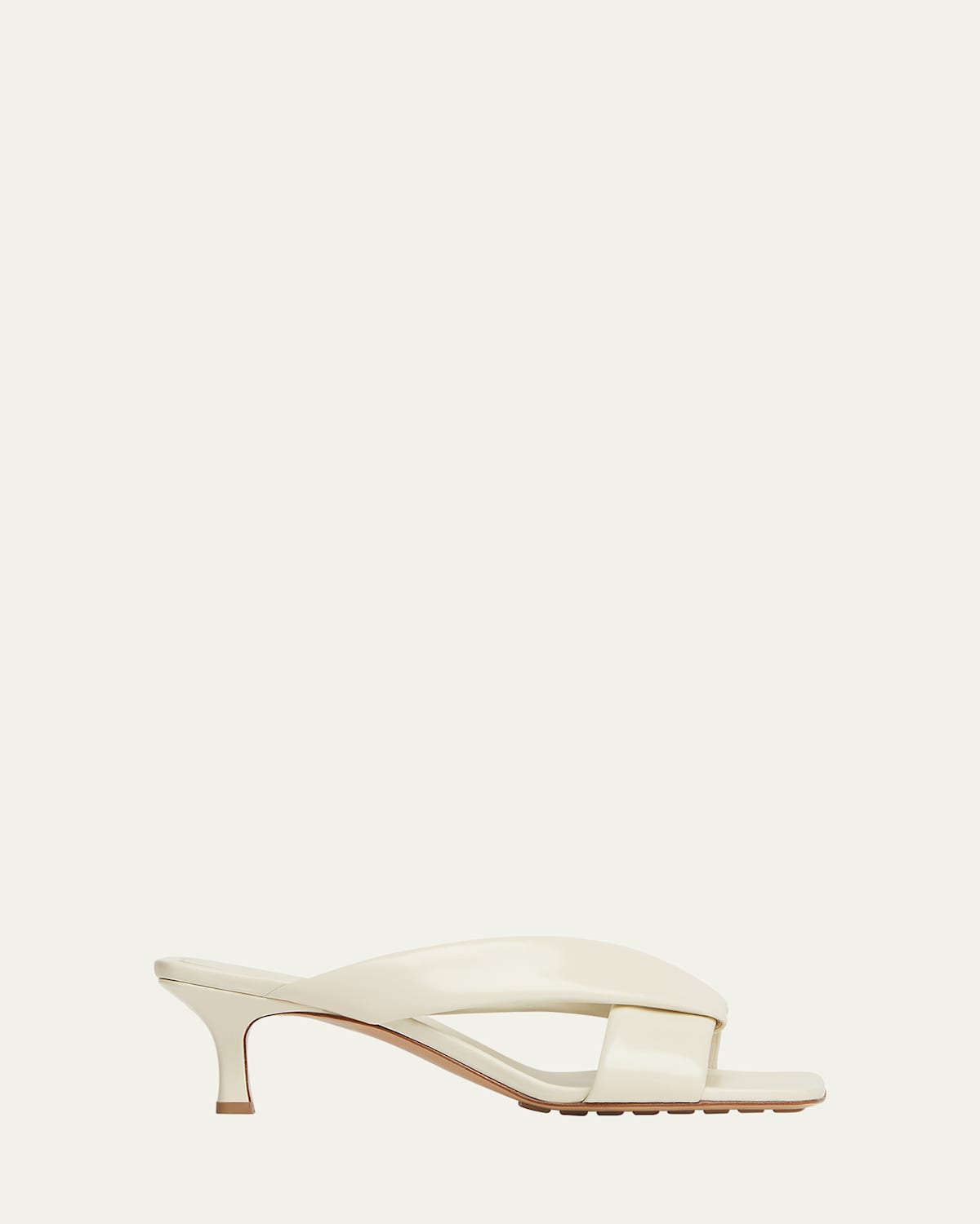Bottega Veneta Riva Micro Woven Nappa Leather Kitten-heel Sandals In White