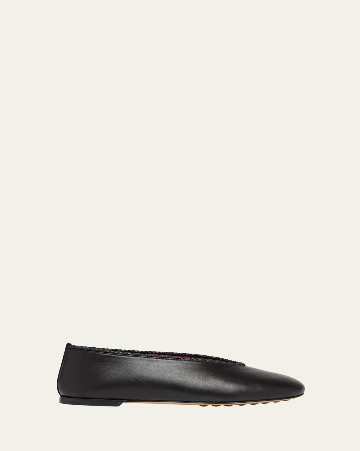 Bottega Veneta Lagoon Nappa Leather Ballerina Flats In Black
