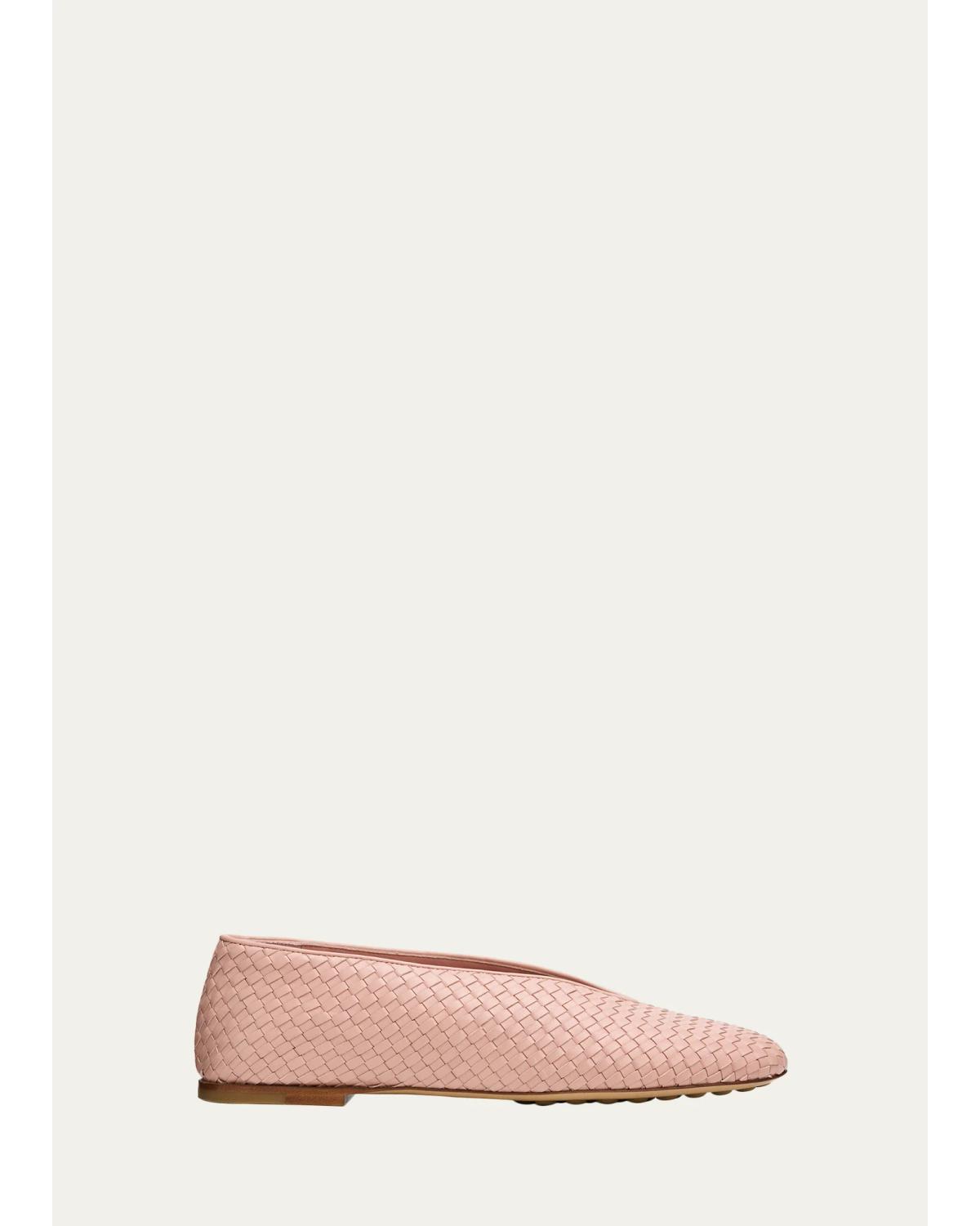 Rosa Micro Woven Nappa Leather Ballerina Flats