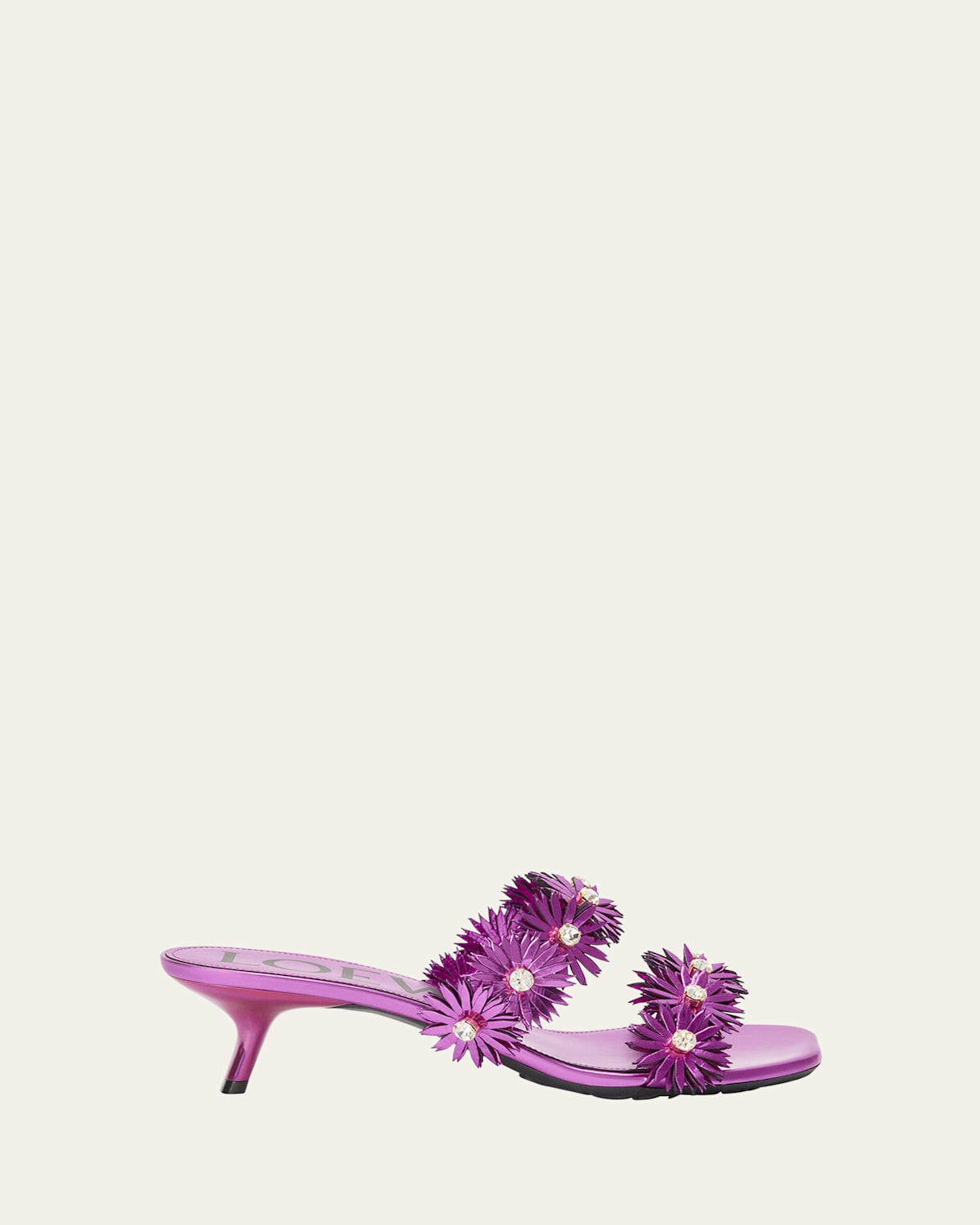 Loewe Petal Metallic Flowers Slide Sandals