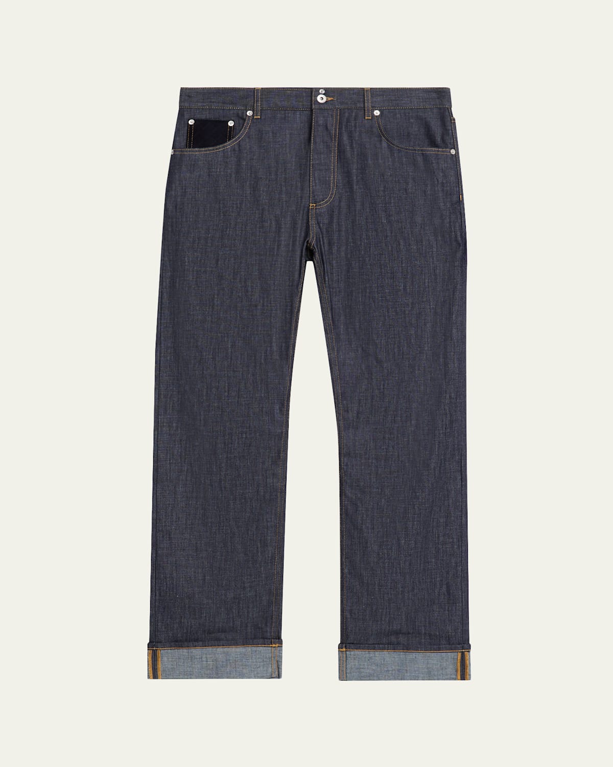 Men's Rinsed Denim Intreccio-Pocket Jeans