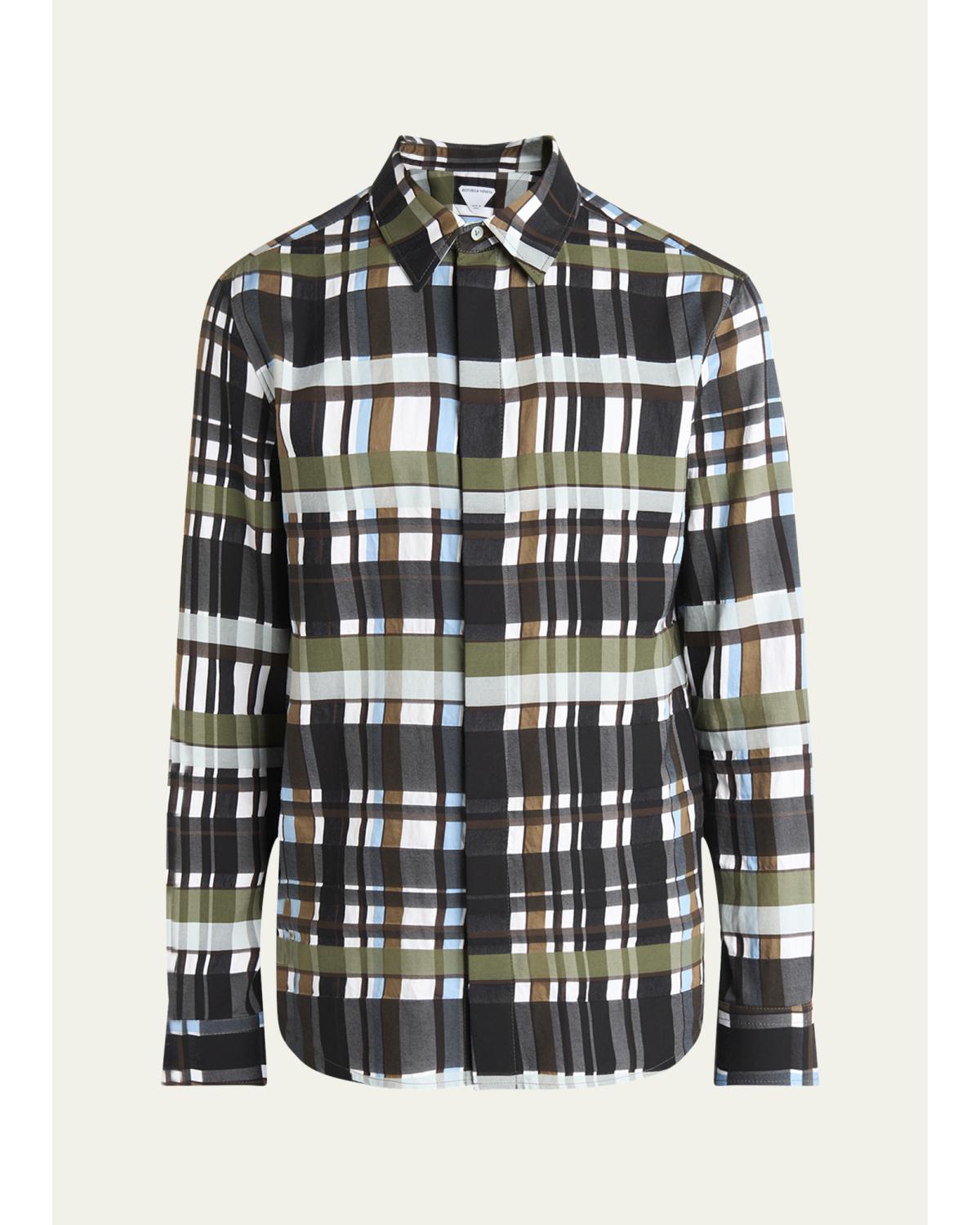 Men'S Cotton Jumbo Plaid Casual Button-Down Shirt