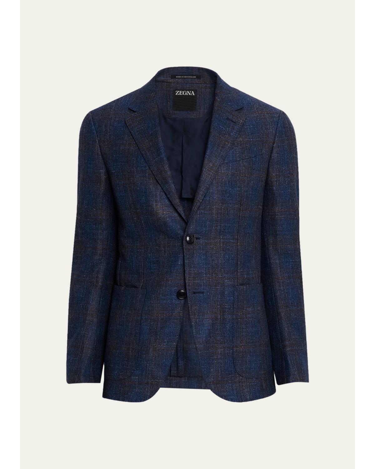 Men'S Check Woven Patch-Pocket Sport Coat