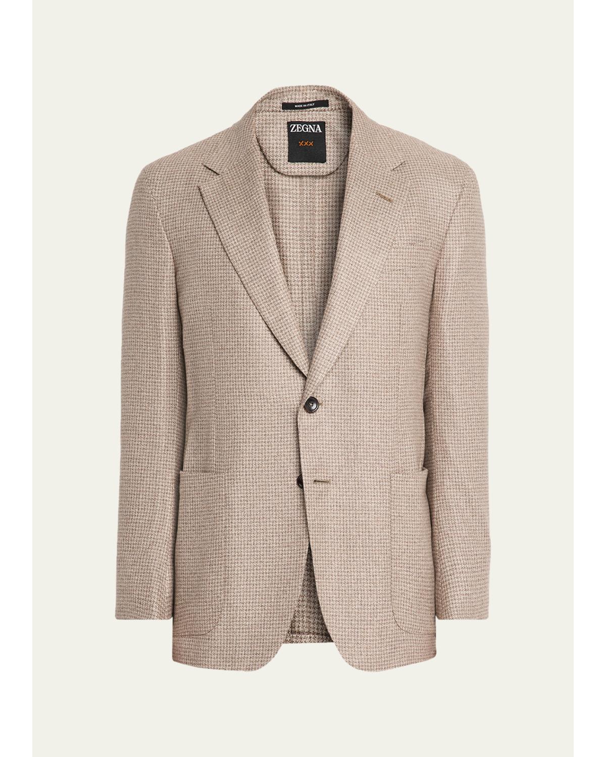 Men'S Silk And Cashmere Houndstooth Notch-Lapel Sport Coat