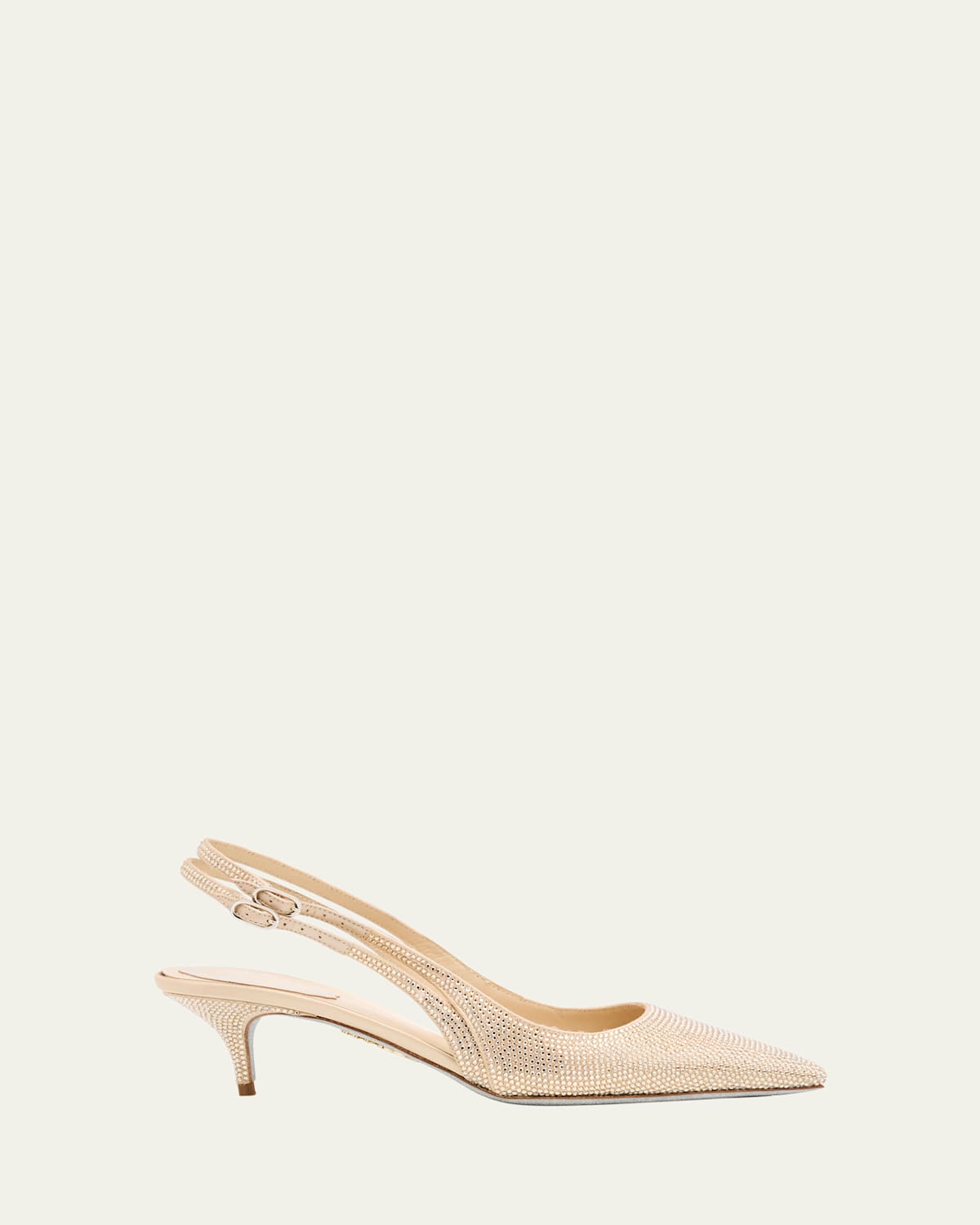 René Caovilla Olivia Embellished Satin Slingback Pumps In Nude