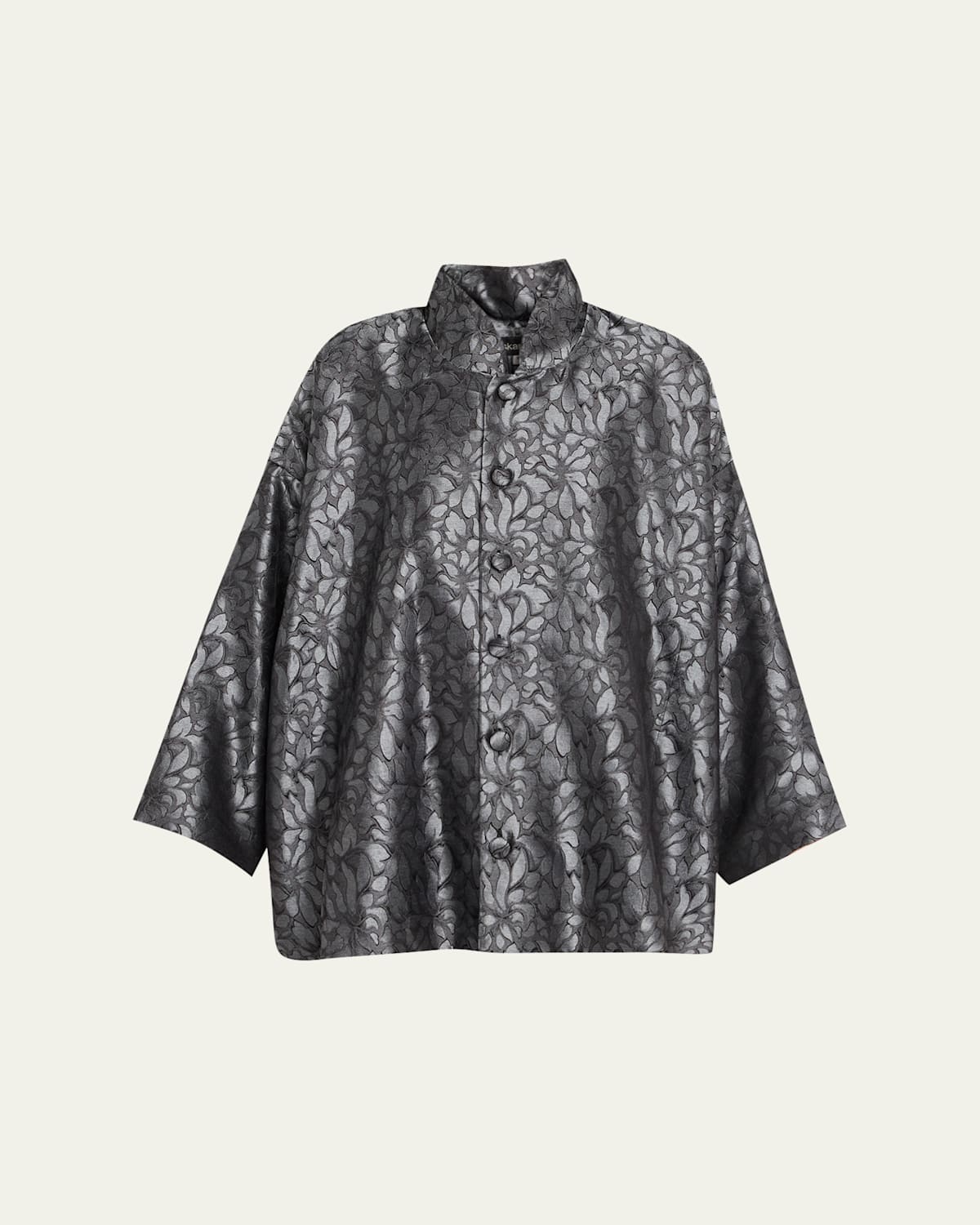 Eskandar Wide A-line Jacket With Chinese Collar (long Length) In Gray