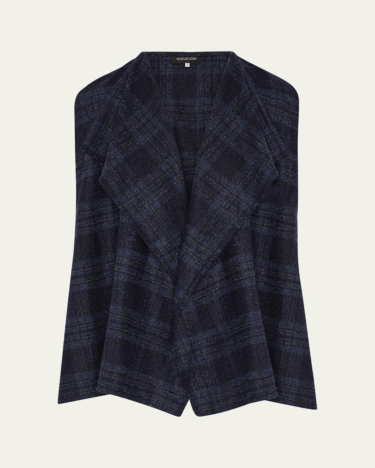 Eskandar A-line Drape Front Waistcoat (mid Plus Length) In Blue