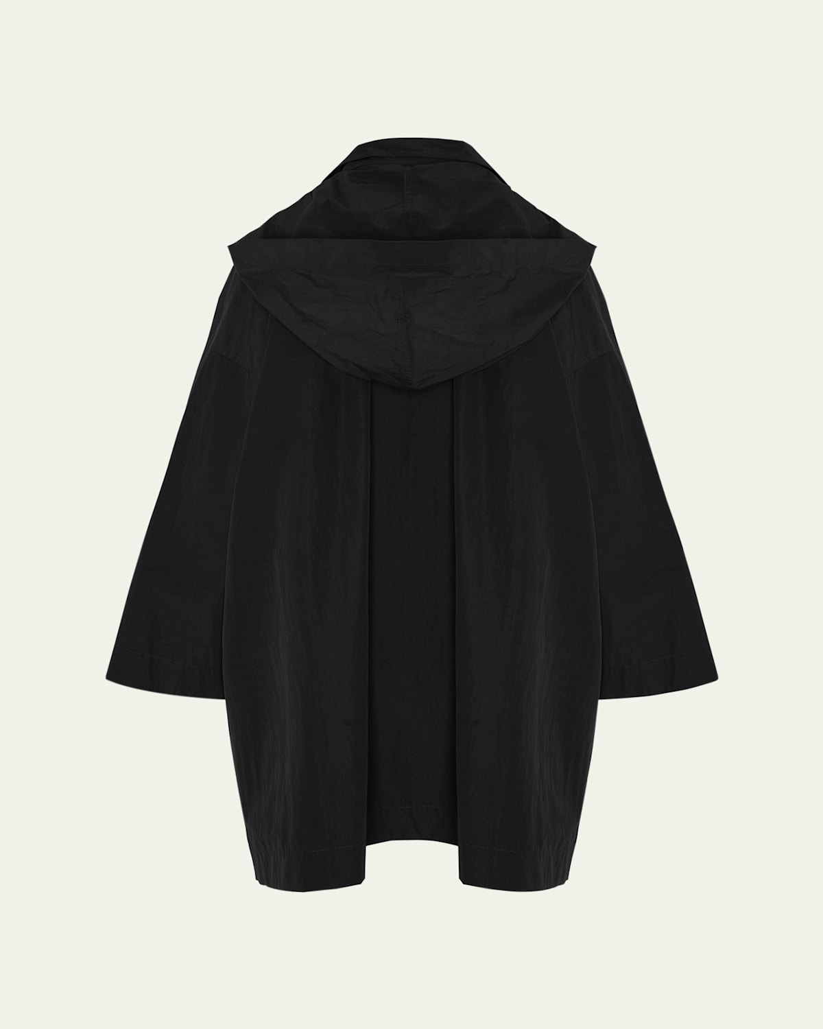 Eskandar Smaller-front Larger-back High-neck Coat With Button Away Hood (long Plus Length) In Black