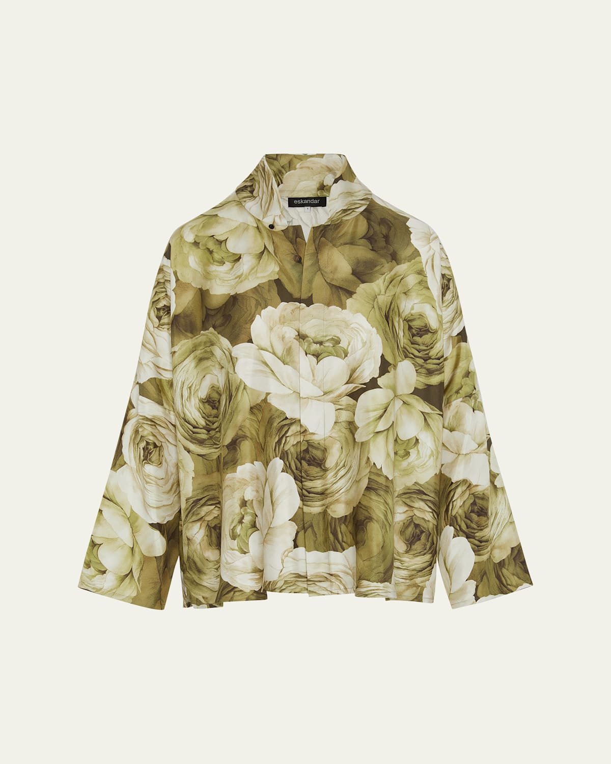 Eskandar Chinese Imperial Shirt With Chinese Collar (mid Plus Length) In Multi