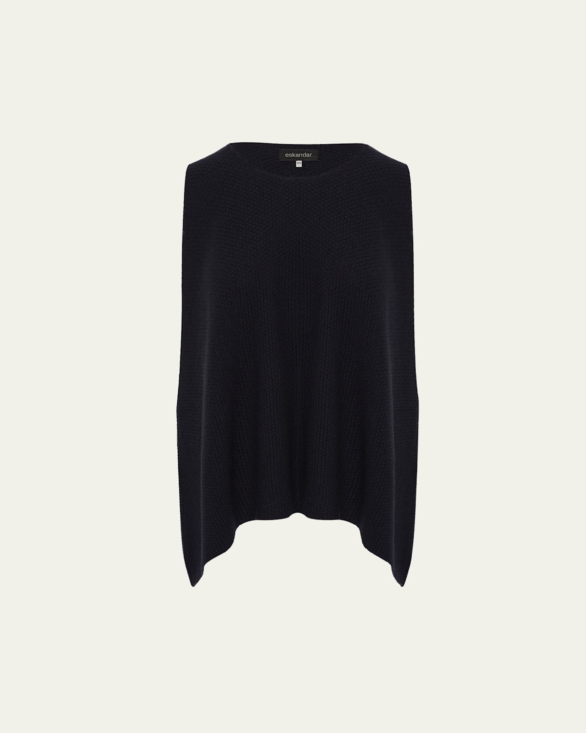 Eskandar Cashmere Moss Stitch A-line Sleeveless Sweater (mid Plus Length) In Black