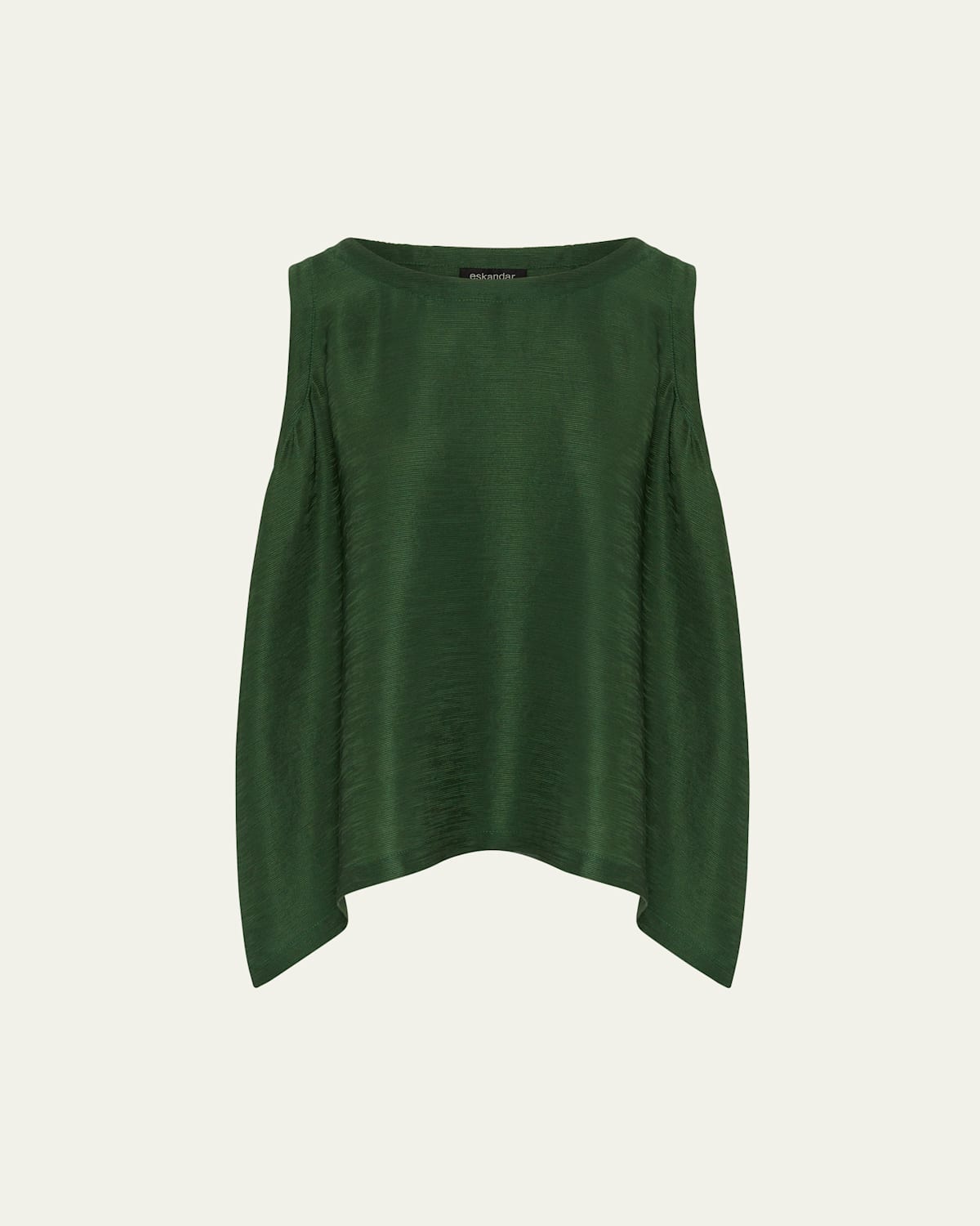 Eskandar Silk Plisse A-line Sleeveless Top (mid Plus Length) In Green