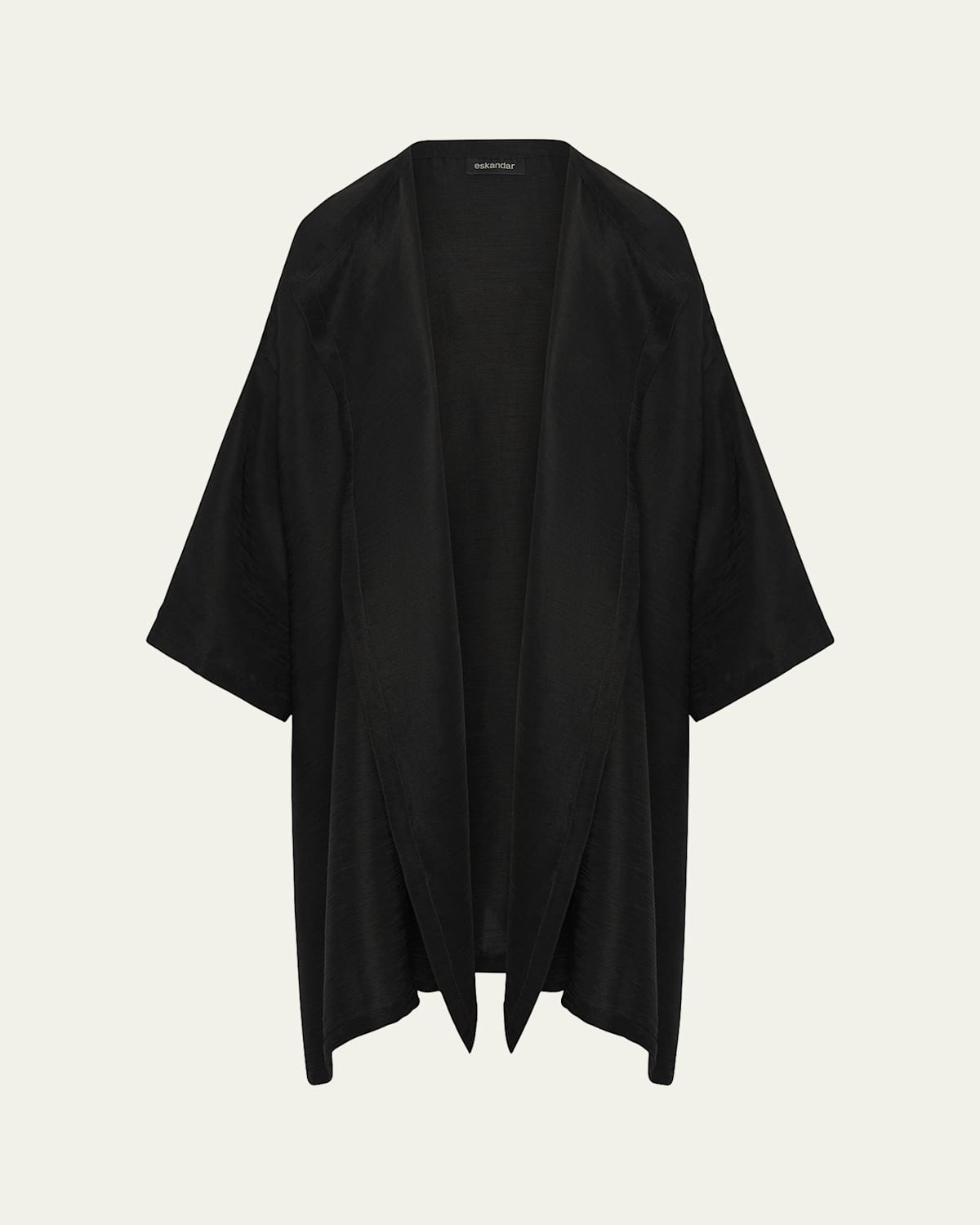 Silk Plisse Wide A-Line Jacket Coat (Long Plus Length)