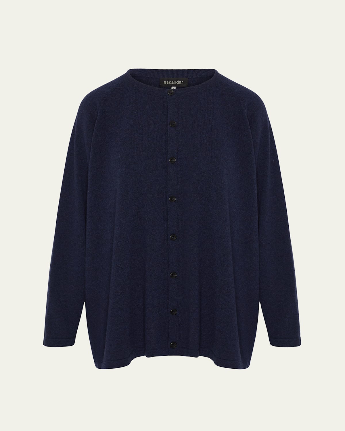Cashmere Raglan-Sleeve Round-Neck Cardigan (Long Length)