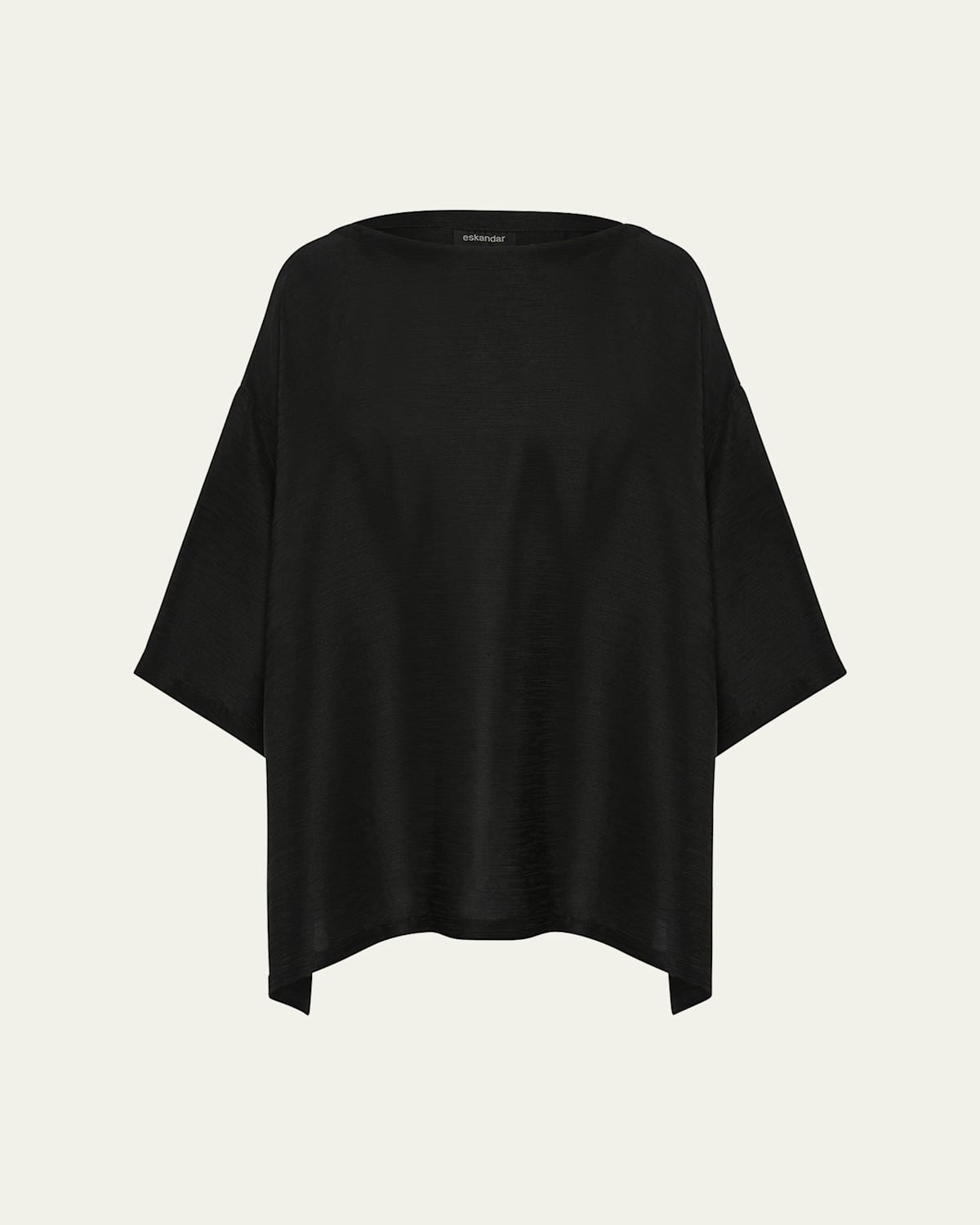 Eskandar Silk Plisse Wide A-line Scoop-neck Top (long Length)