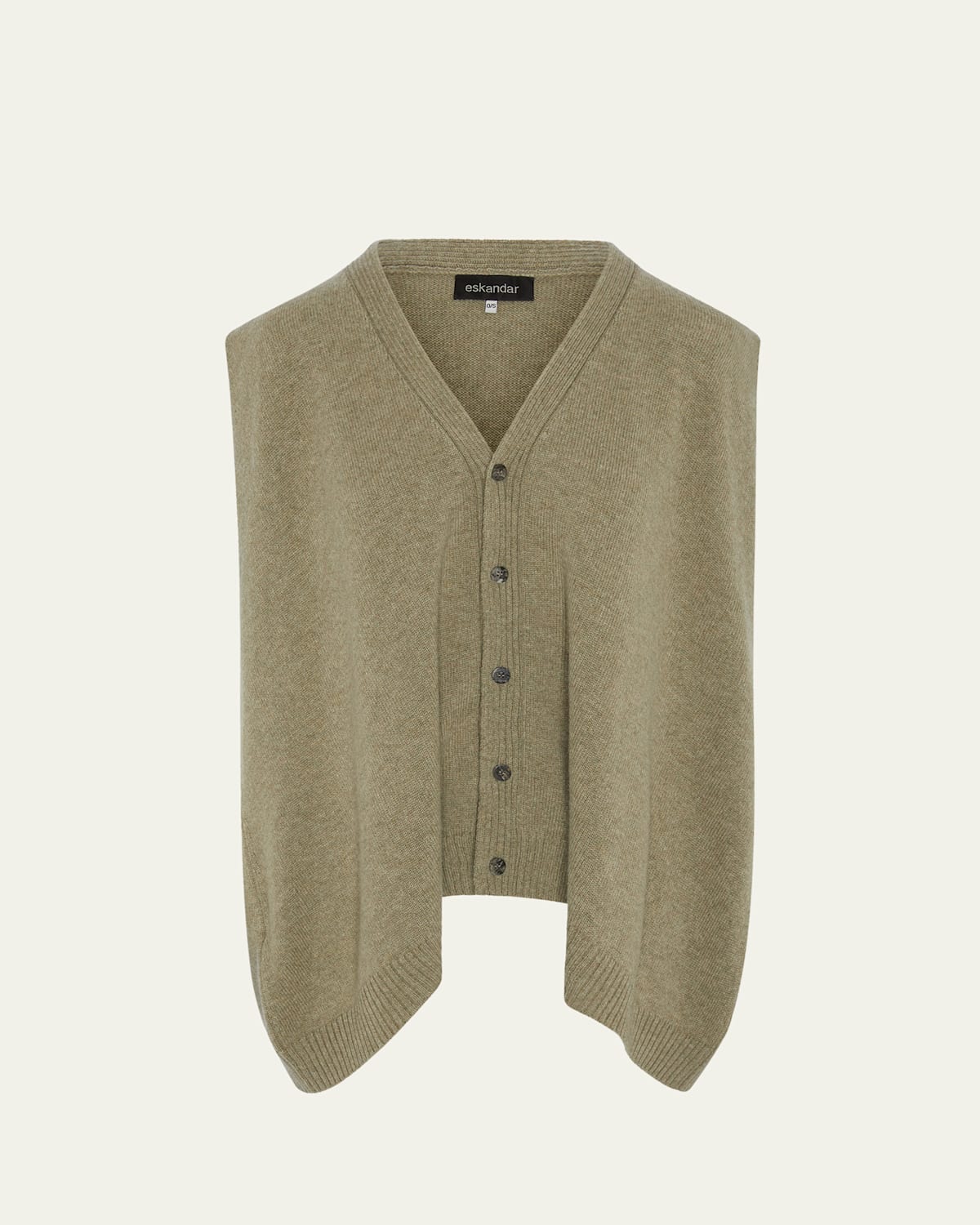 Cashmere A-Line Sleeveless V-Neck Cardigan (Mid Plus Length)