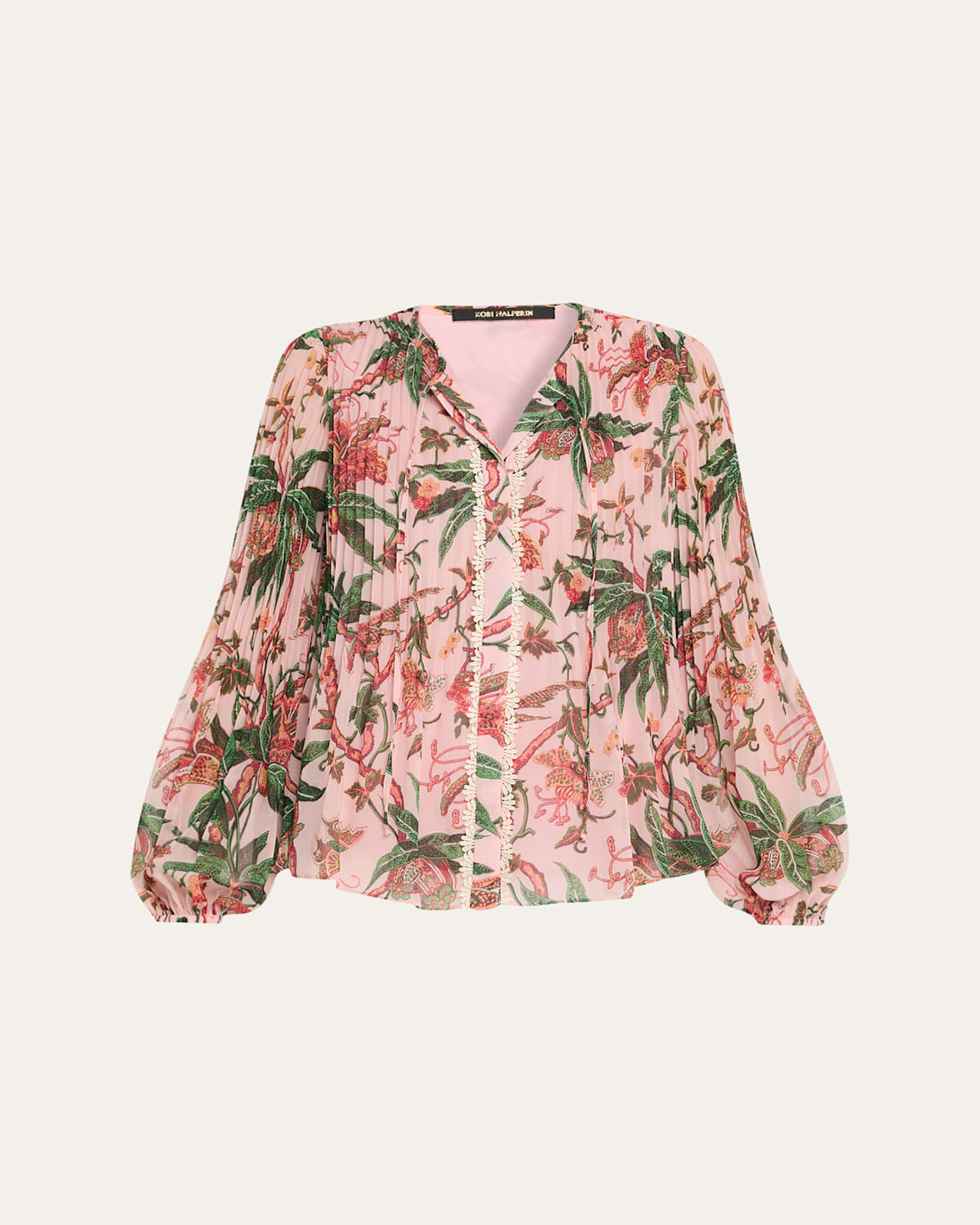 Helen Pleated Floral-Print Blouse