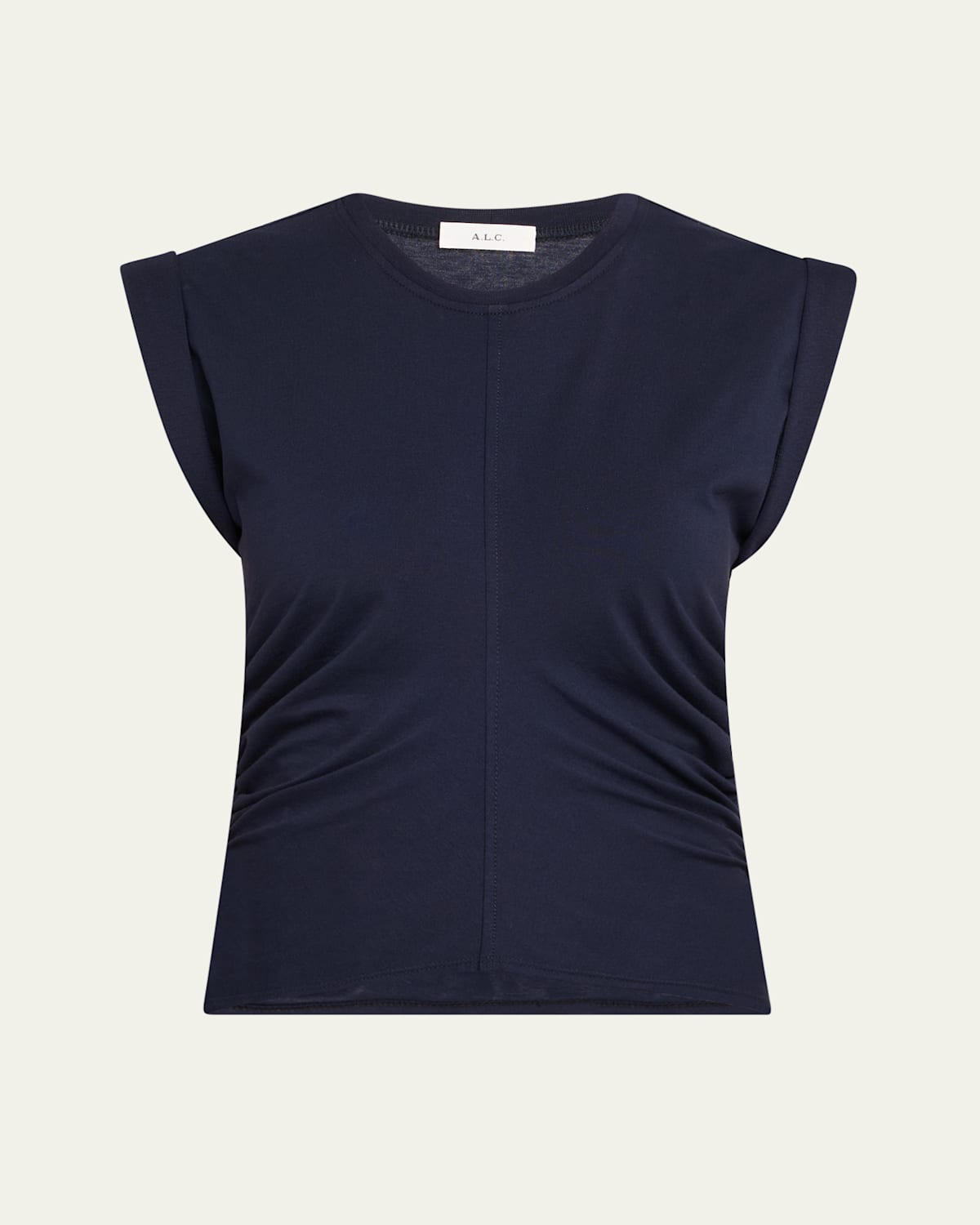 A.l.c Nia Ruched Cap-sleeve Tee In Blue