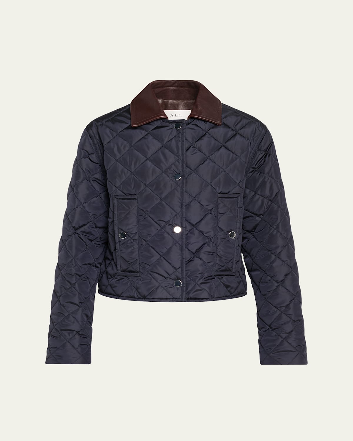 A.l.c Henri Quilted Contrast Collar Jacket In Blue