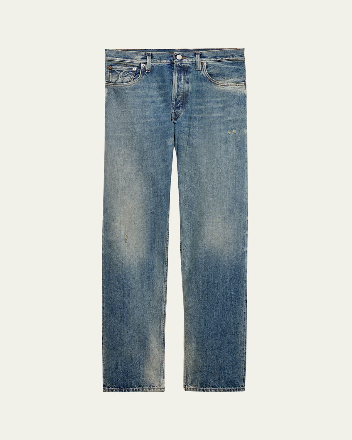 Prada Distressed Straight Jeans In Blue