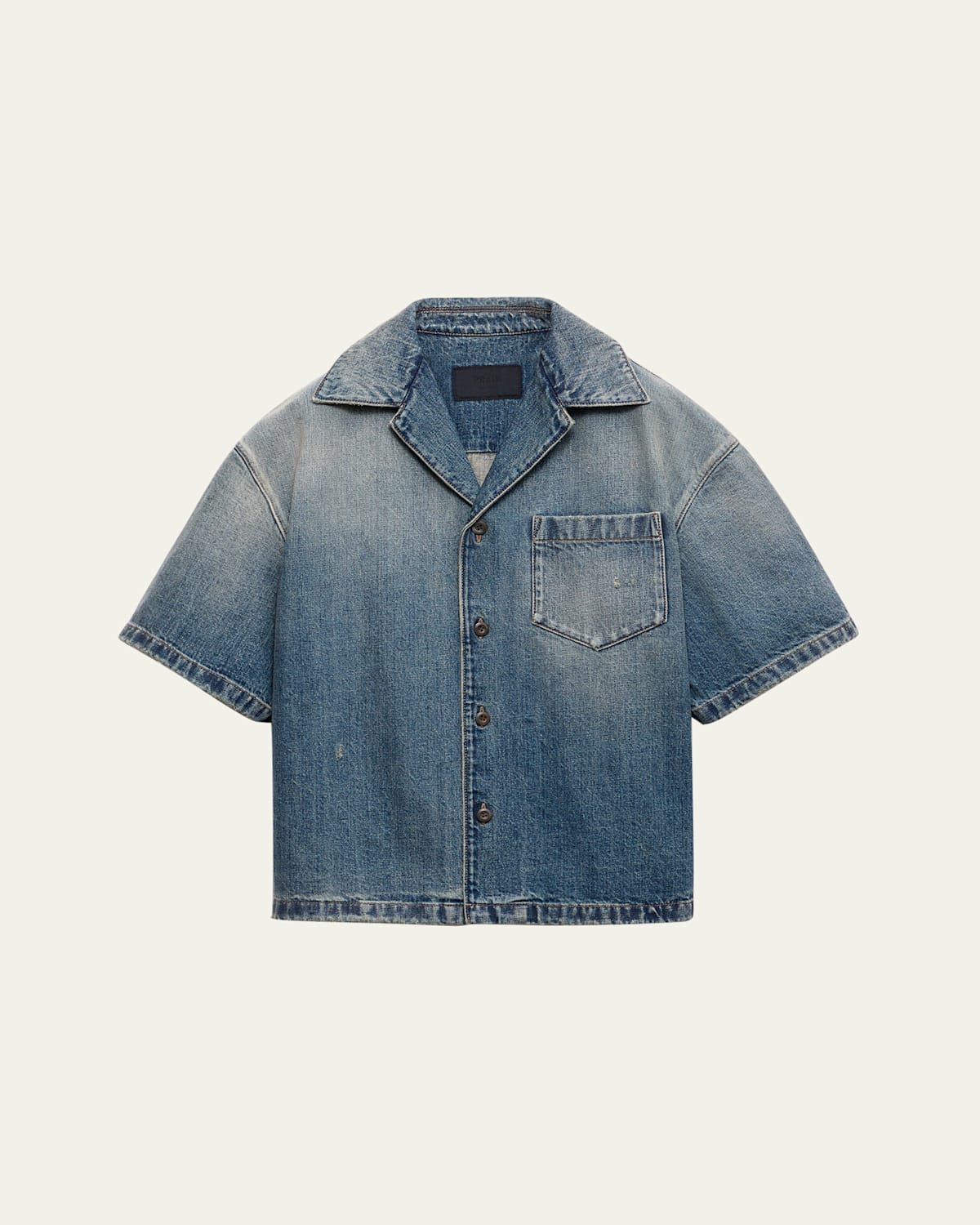 Prada Men's Denim Boxy-fit Bowling Shirt