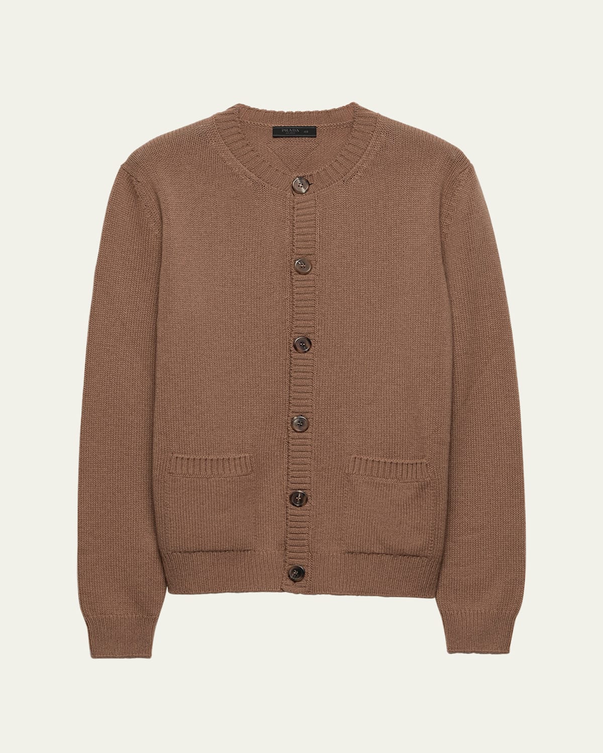 Prada Camel-coloured Cardigan In Cashmere In Brown