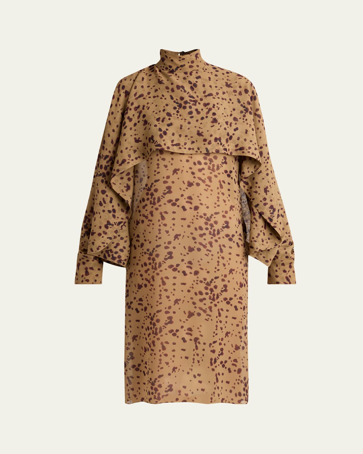 Ferragamo Orchid Print Silk Cape Midi Dress In Multi