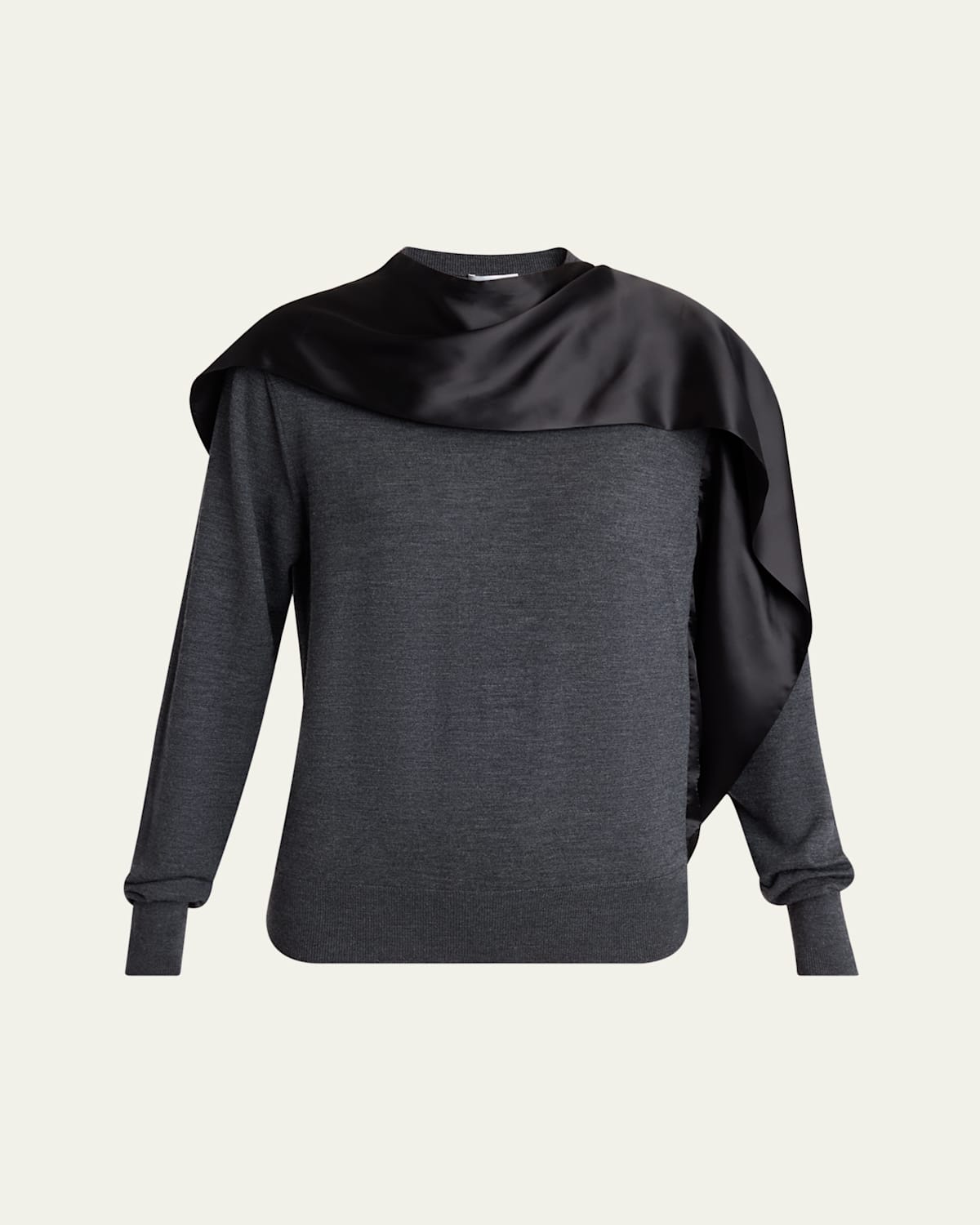 Ferragamo Satin Scarf Wool Sweater In Multi