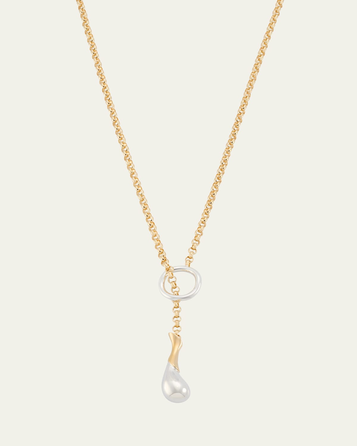 Silver and Gold Drop Chain Necklace