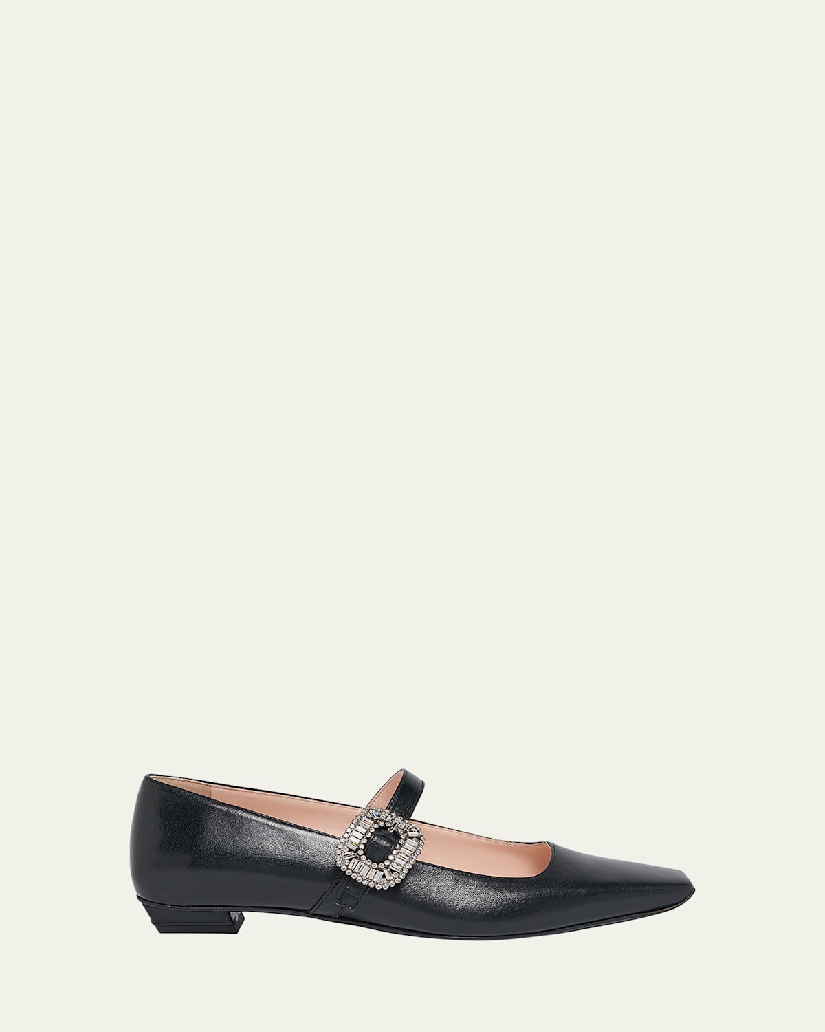 Roger Vivier Belle Mini Strass Babies Mary Jane Ballerina Flats In Black