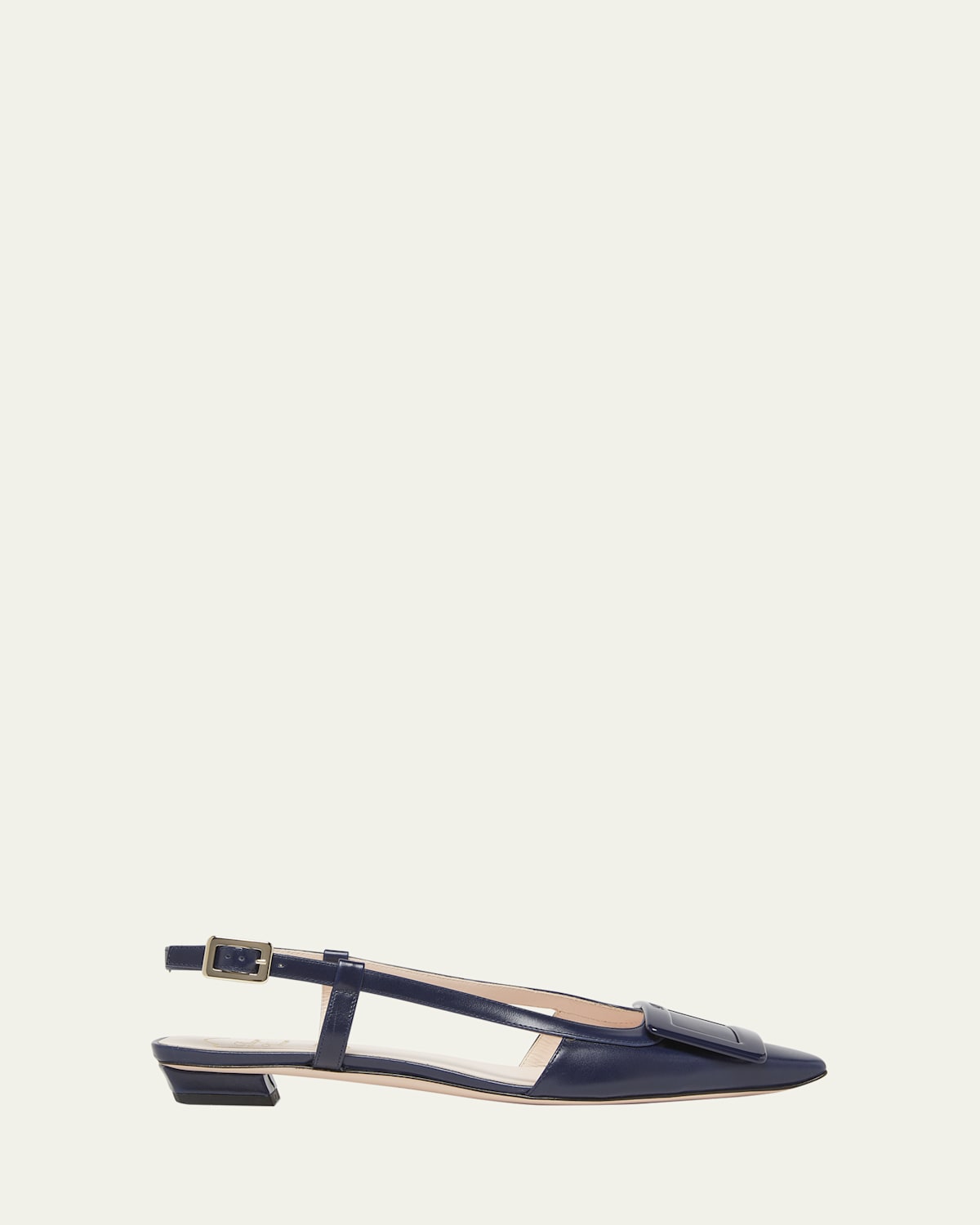 Roger Vivier Belle Vivier Leather Buckle Kitten-heel Slingback Pumps In Blue