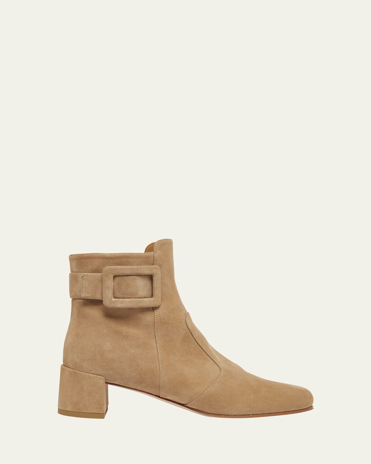 Tres Vivier Suede Buckle Ankle Booties