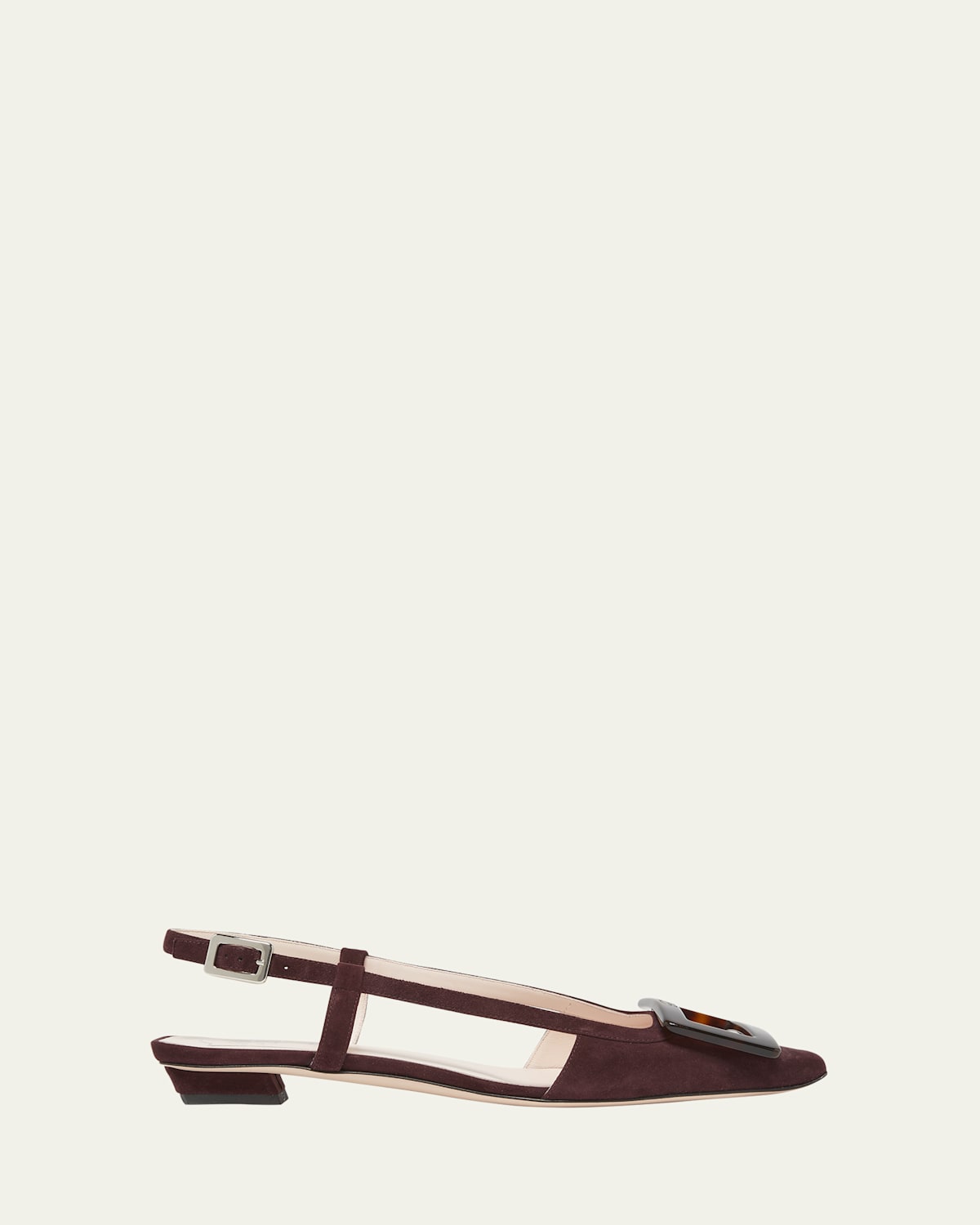 Roger Vivier Belle Vivier Suede Buckle Slingback Pumps In Brown