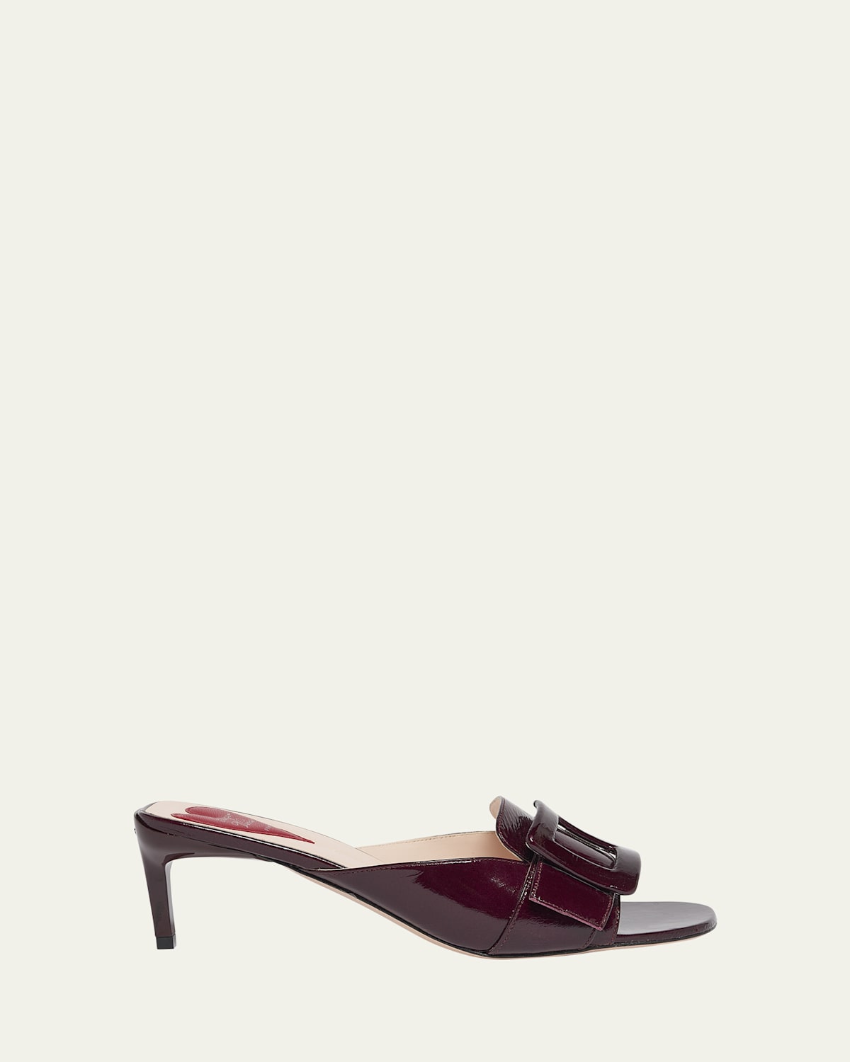 Roger Vivier Patent Leather Buckle Mule Sandals In Purple