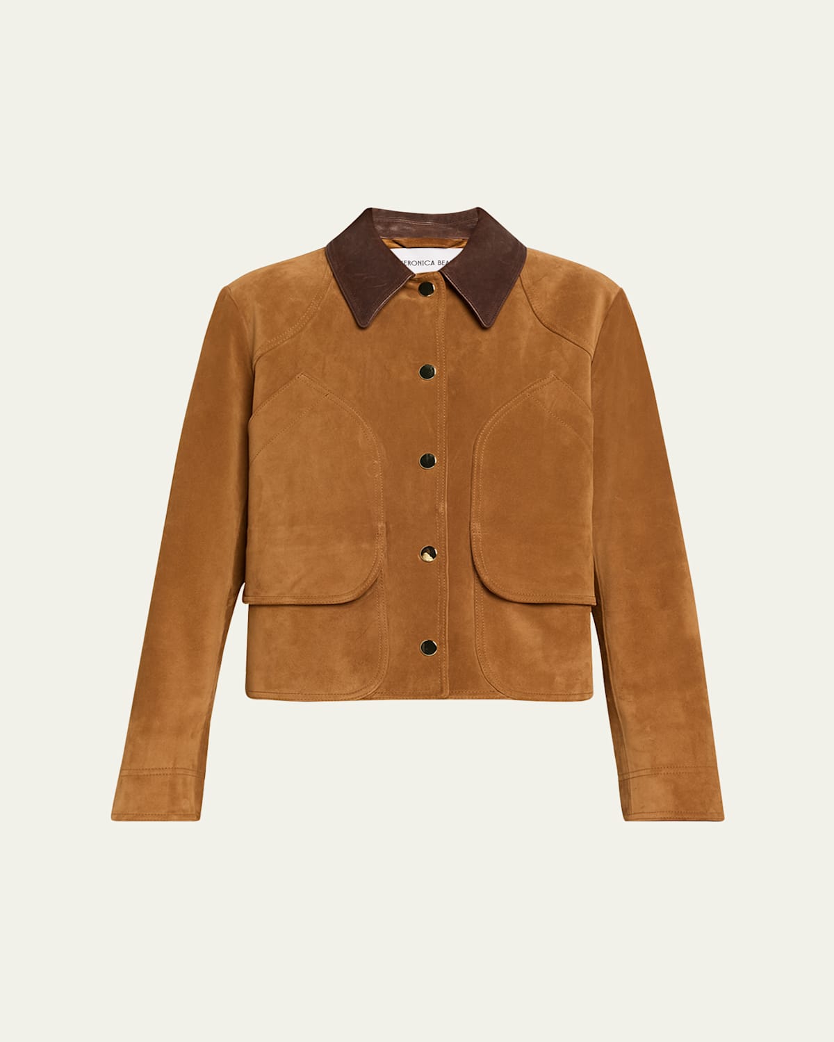 Veronica Beard Walters Leather Cropped Barn Jacket Whisky In Brown