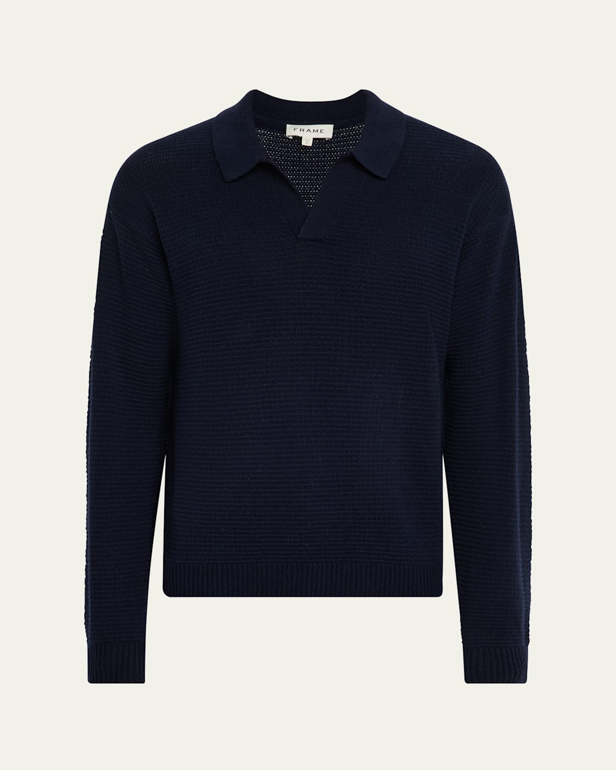 Frame Textured Polo Sweater In Black