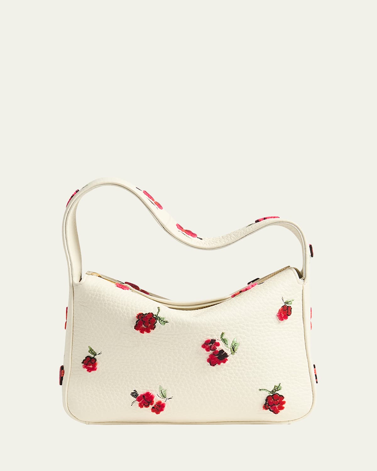 Khaite Elena Raspberry Applique Leather Shoulder Bag