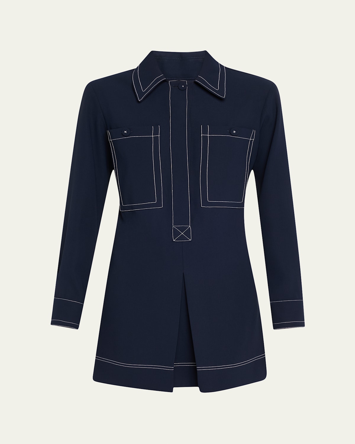 Veronica Beard Pryce Long-sleeve Mini Dress In Blue