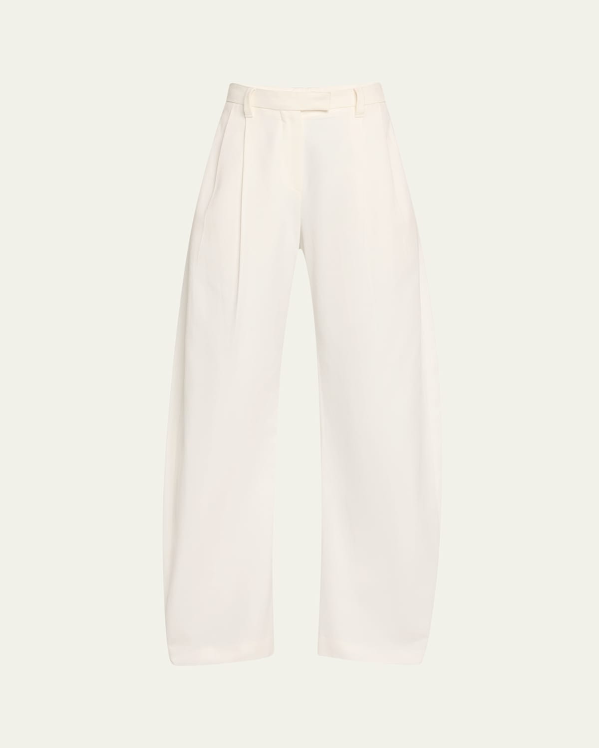 Brunello Cucinelli Pleated Cotton Barrel-leg Tailored Pants In White