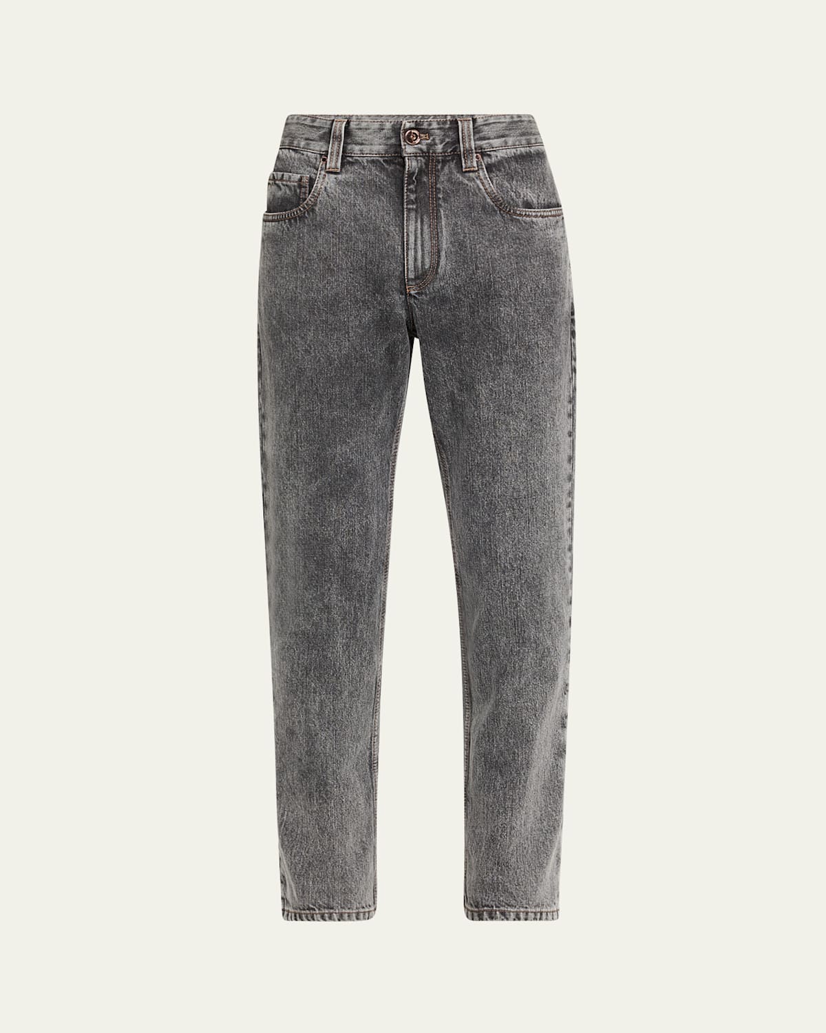 Brunello Cucinelli Acid-wash Straight-leg Ankle Boyfriend Jeans In Gray