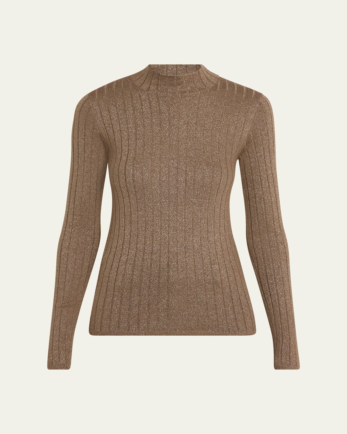 Brunello Cucinelli Mock-neck Metallic Cashmere Rib Sweater