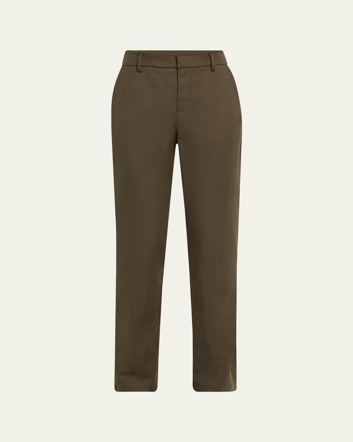 Brunello Cucinelli Cotton Stretch Slim-leg Cigarette Pants With Slits In Green