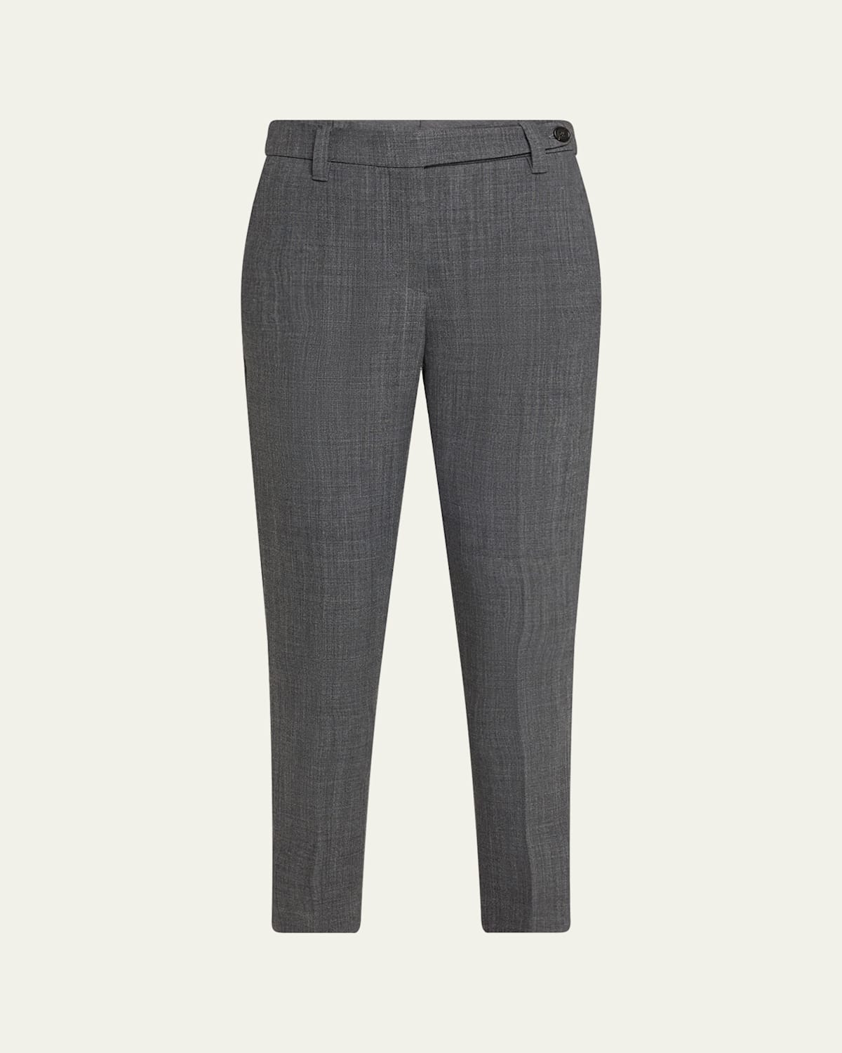 Brunello Cucinelli Double Wool Canvas Skinny-leg Ankle Cigarette Pants In Gray