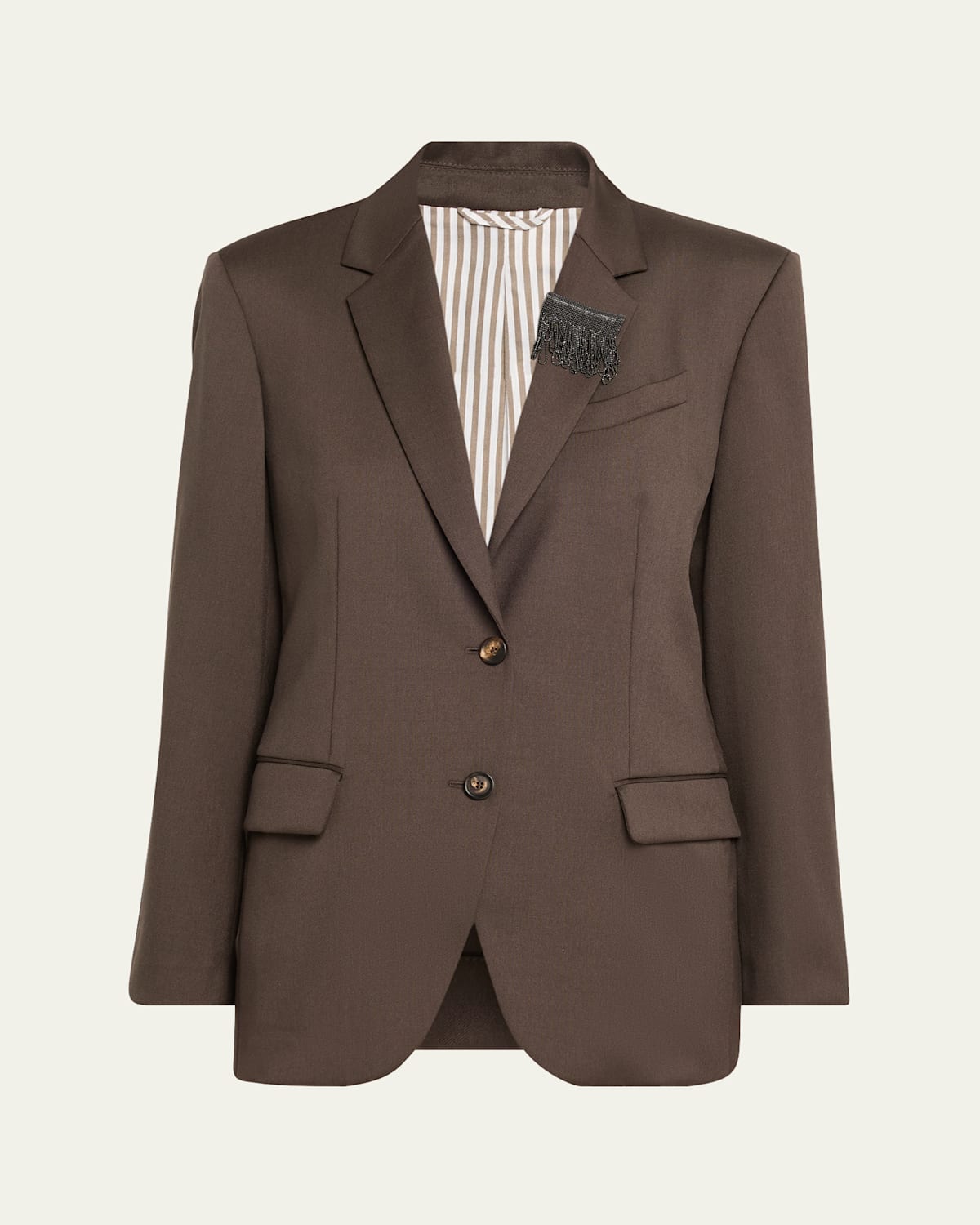Brunello Cucinelli Single-breasted Mohair Blazer In Brown