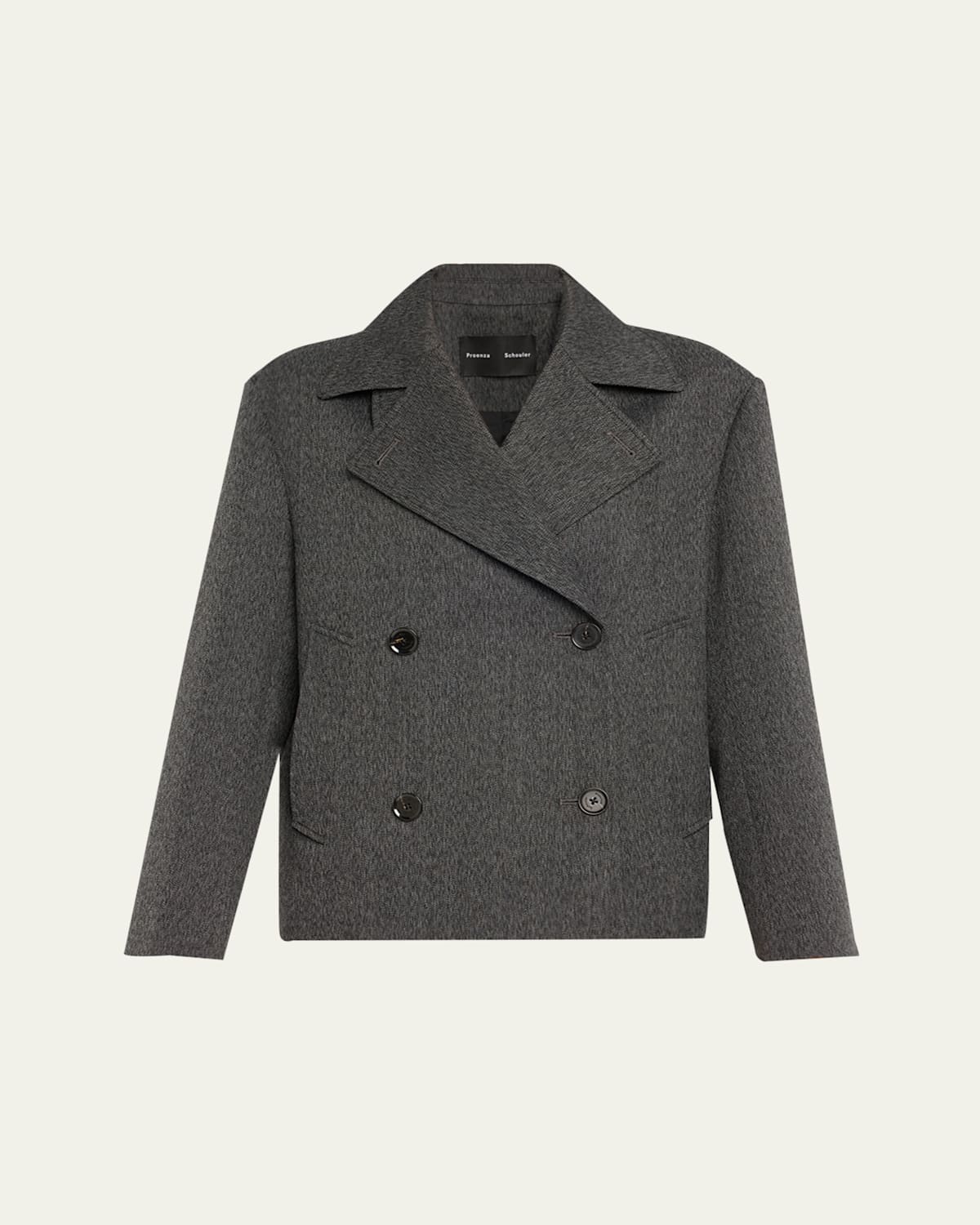 Proenza Schouler Nola Double Breasted Textured Suiting Jacket In Gray