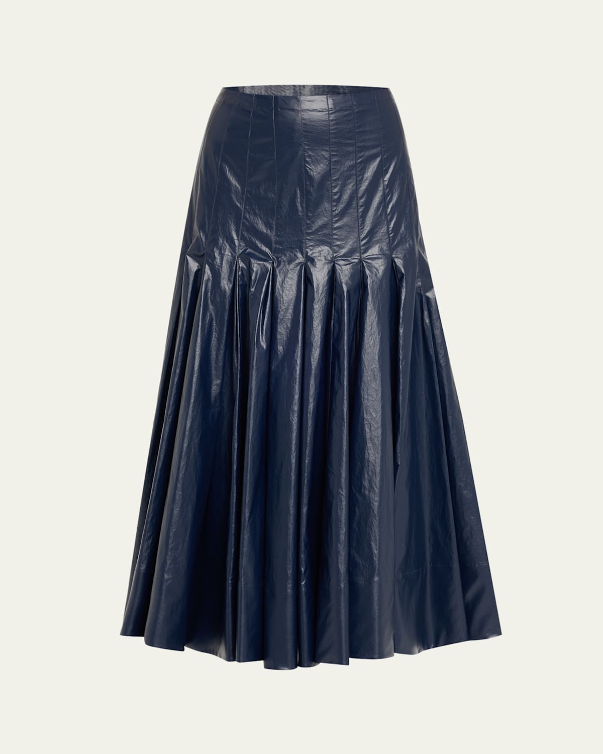 Proenza Schouler Petra Pleated Lacquered Cotton Skirt In Blue