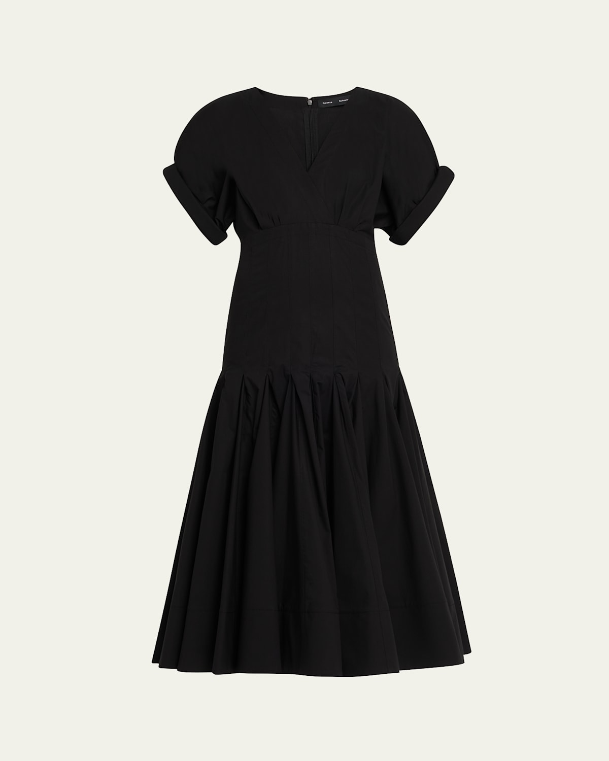 Proenza Schouler Ciara Short-sleeve Poplin Drop-waist Midi Dress