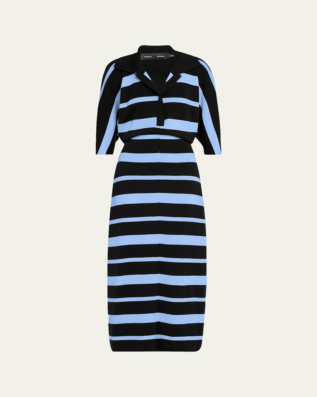 Proenza Schouler Solana Polo Stripe Superfine Merino Wool Dress In Multi