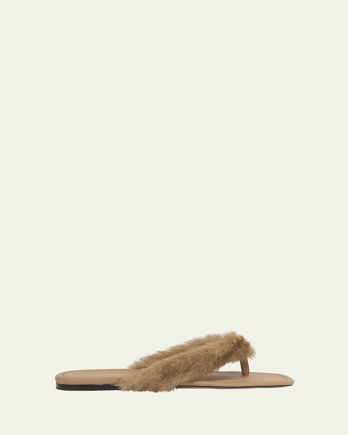 Ferragamo Loly Fur Leather Thong Sandals In Brown