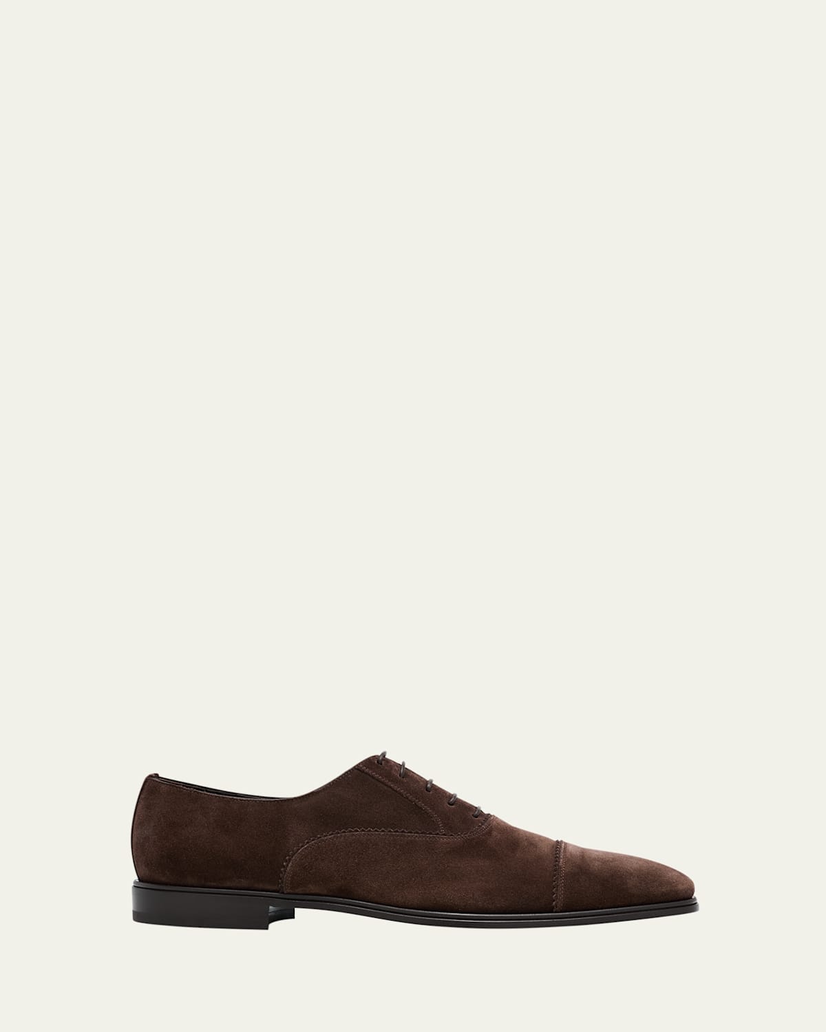 Ferragamo Men's Boston Suede Cap Toe Oxford Shoes In Brown
