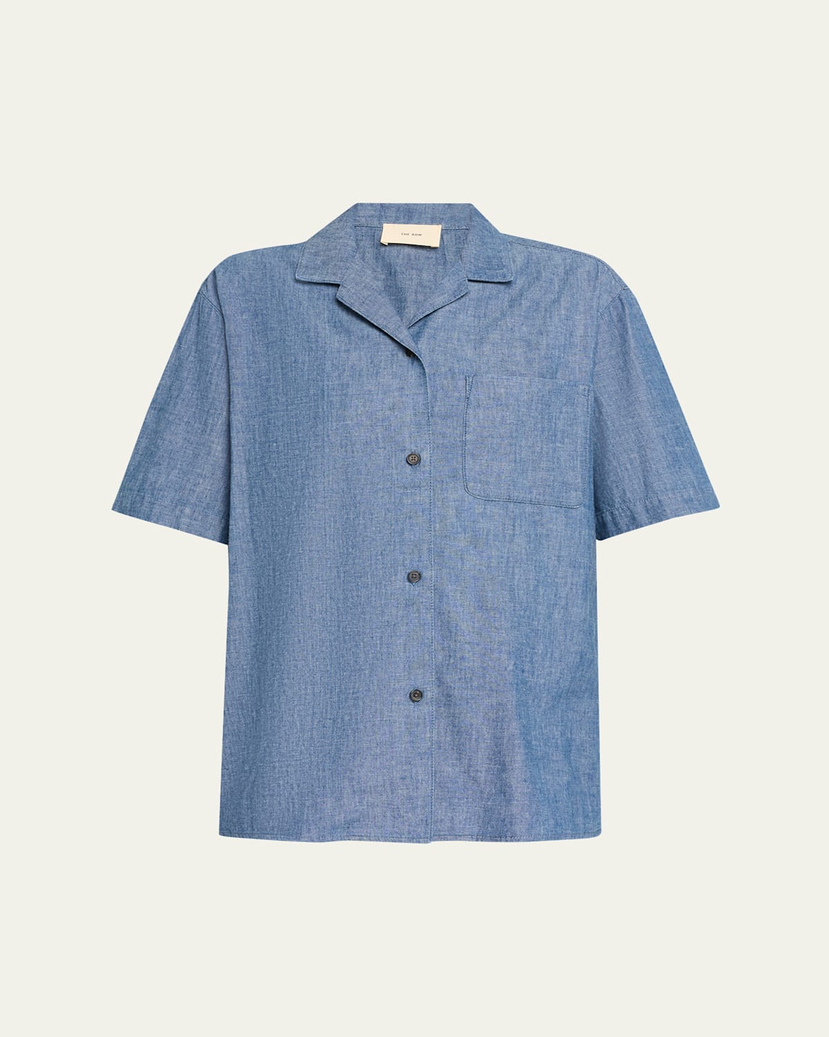 The Row Jorge Chambray Twill Camp Shirt In Blue